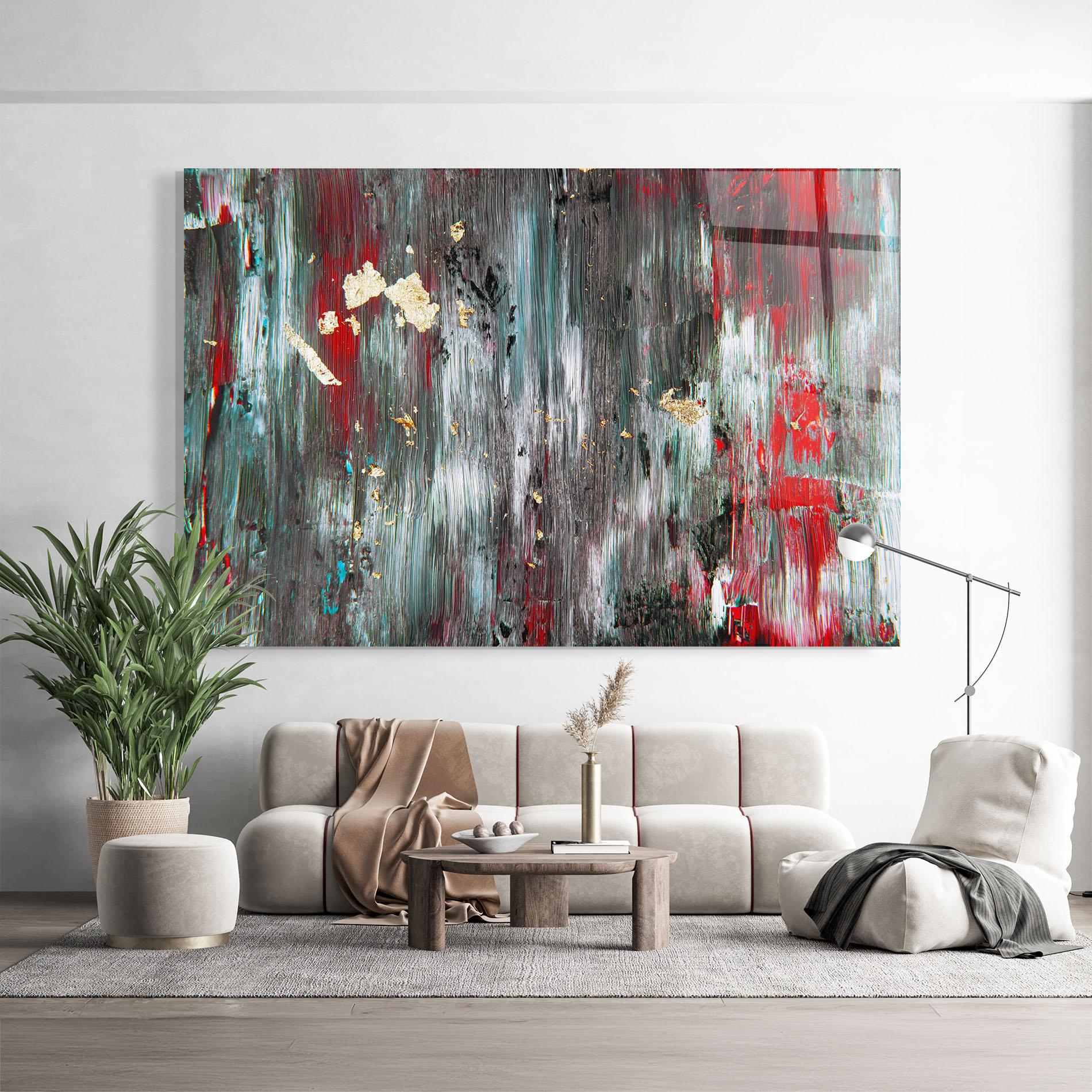 Üvegkép Grey With Red Painting mockup 9