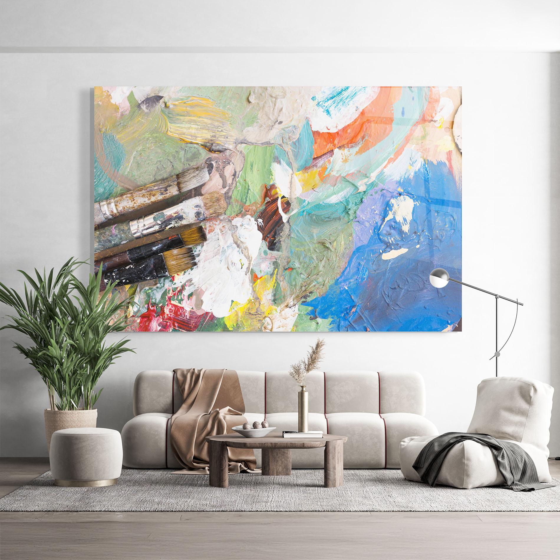 Üvegkép Messy Paint Brushes mockup 9