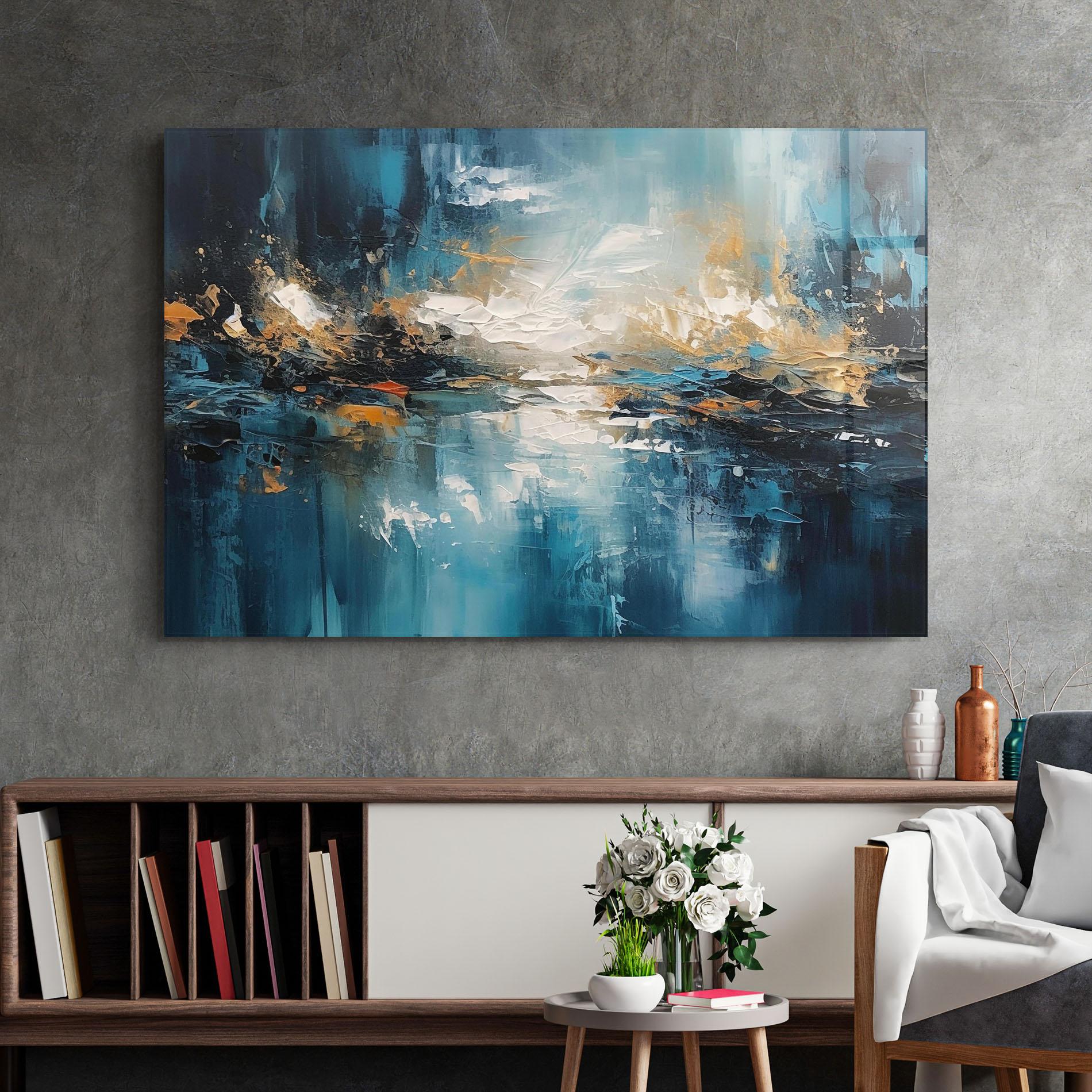 Üvegkép Abstract Blue Art mockup 2