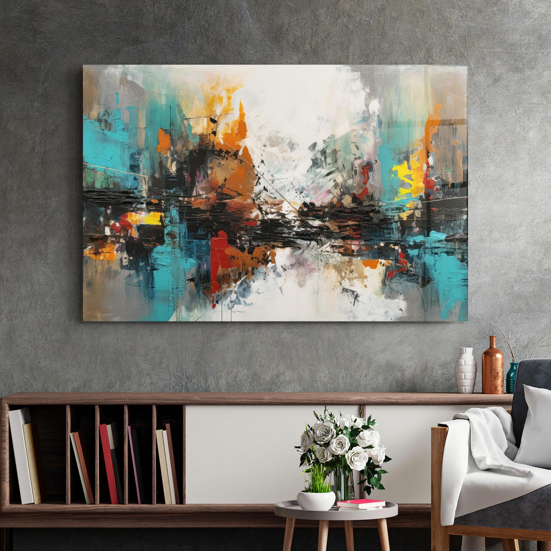 Üvegkép Abstract City Painting mockup 2