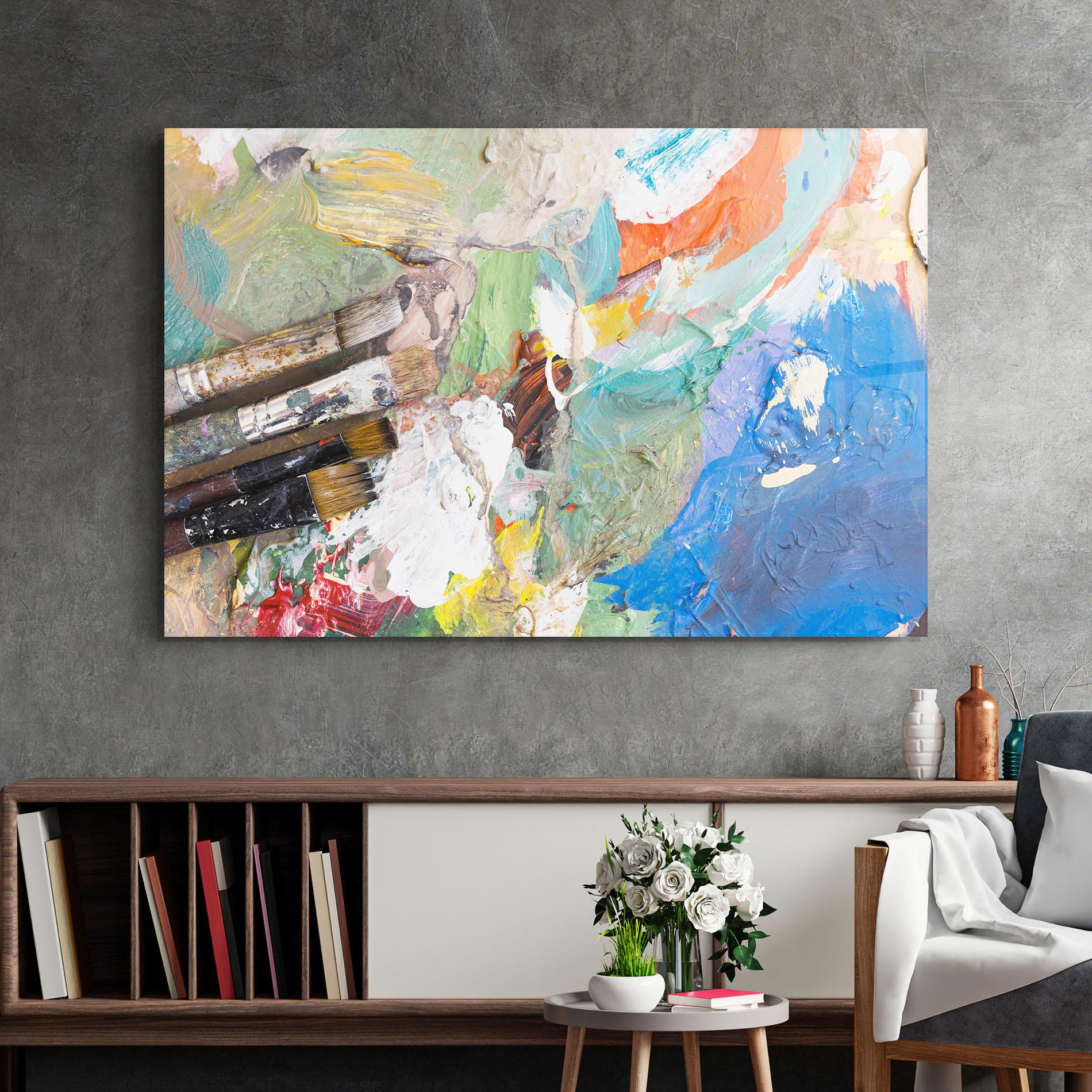 Üvegkép Messy Paint Brushes mockup 2