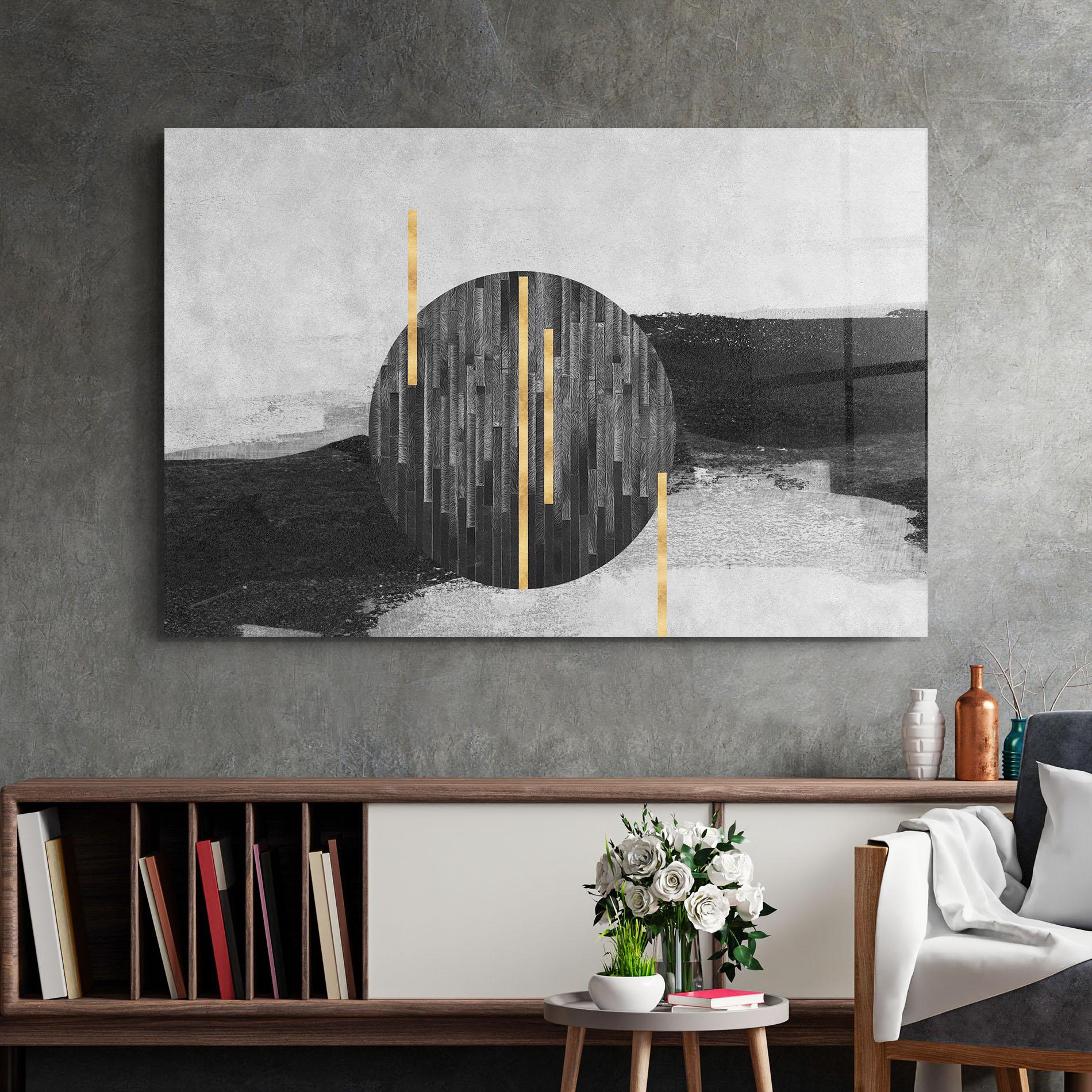 Üvegkép Modern Circle With Gold mockup 2
