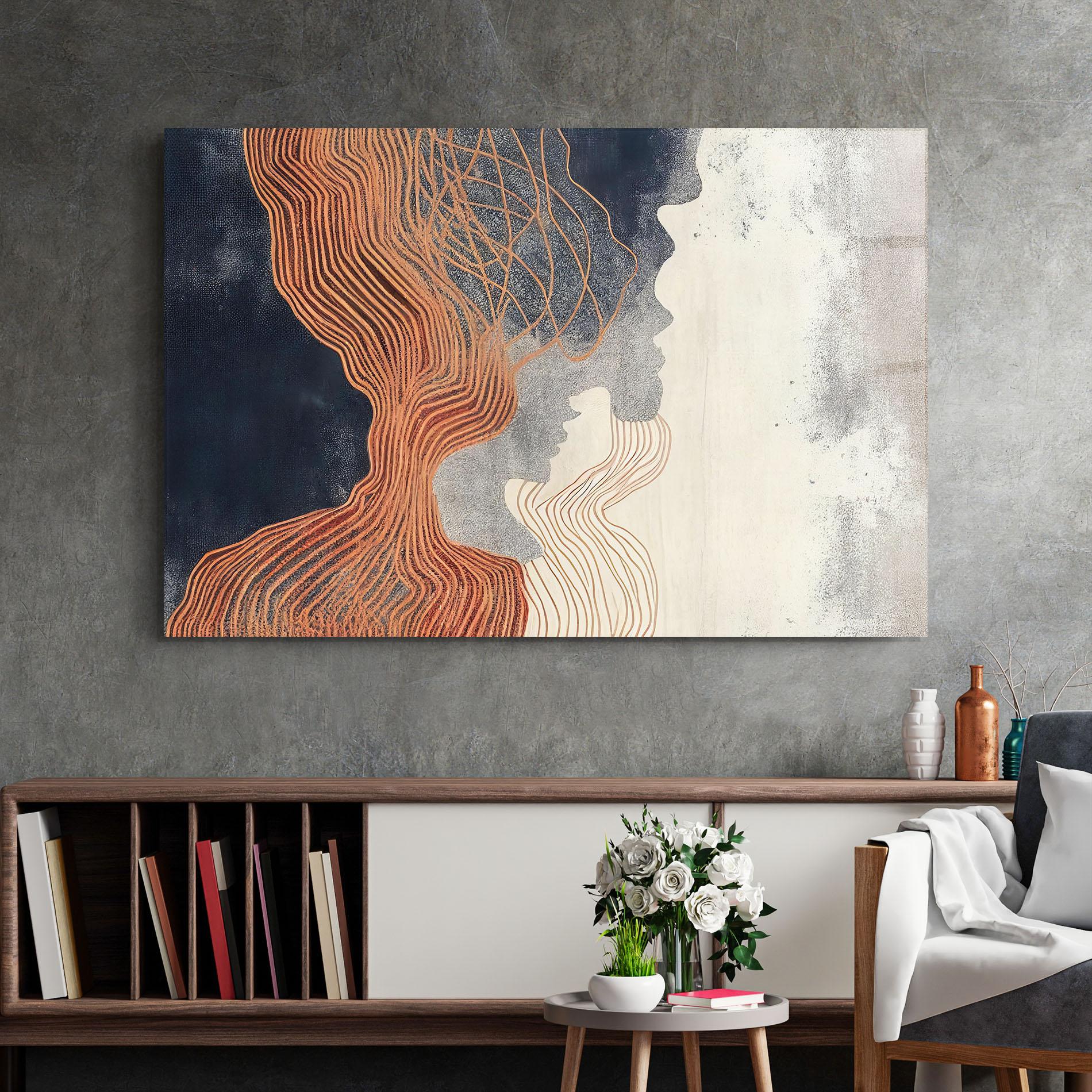 Üvegkép Orange Lines On Blue mockup 2