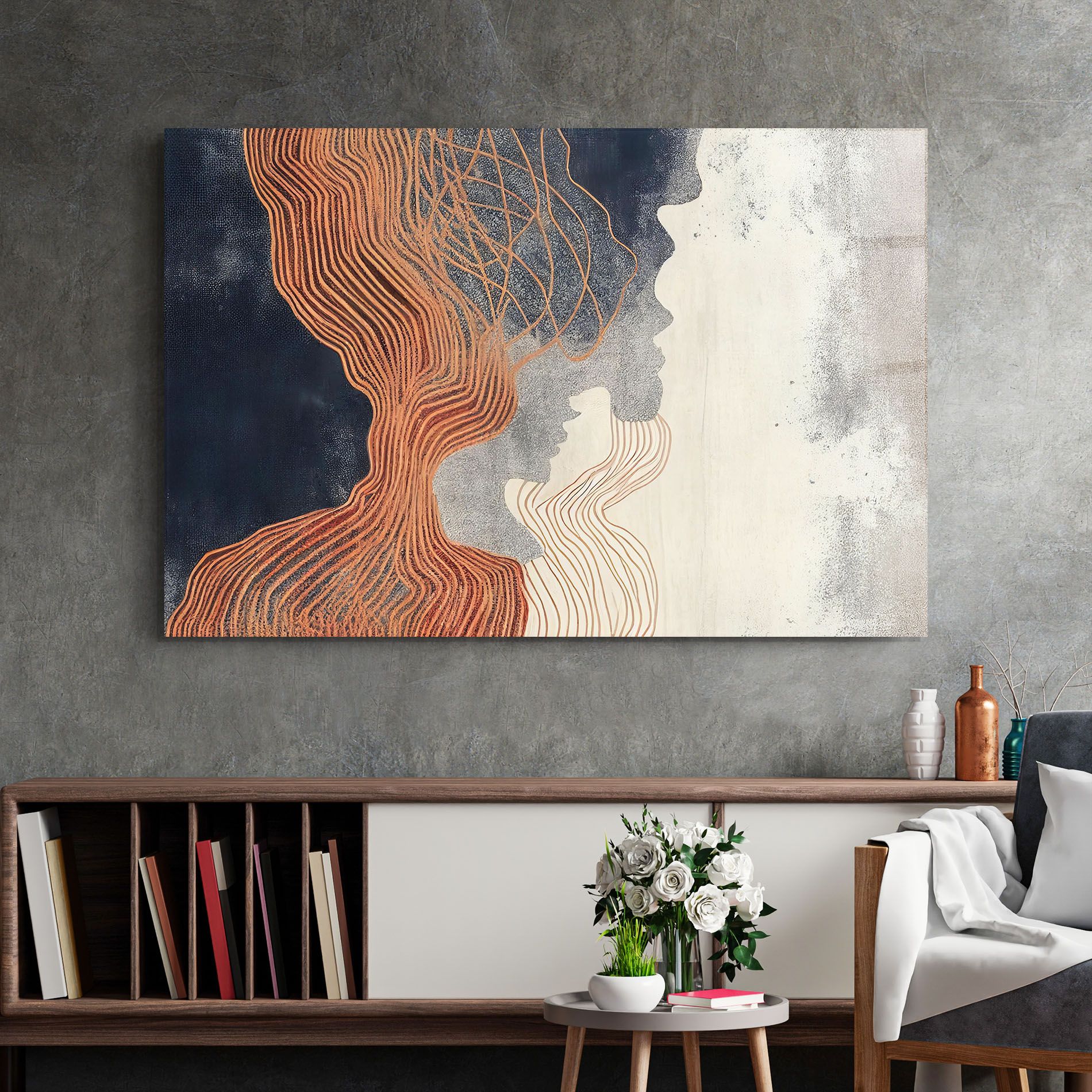 Orange Lines On Blue mockup 2