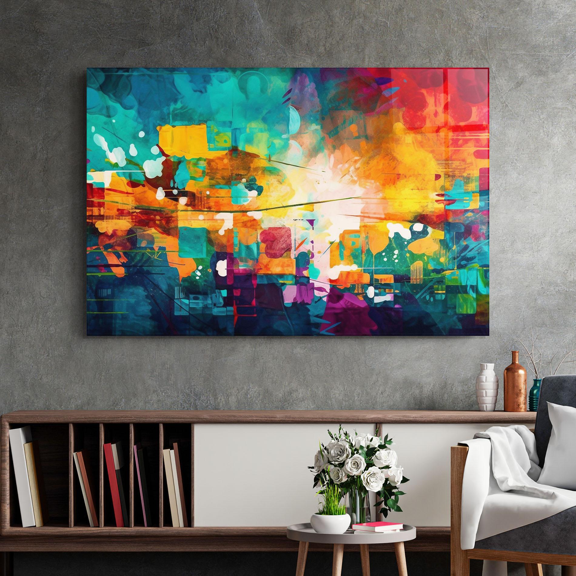 Üvegkép Vibrant Colors On Blue Background mockup 2