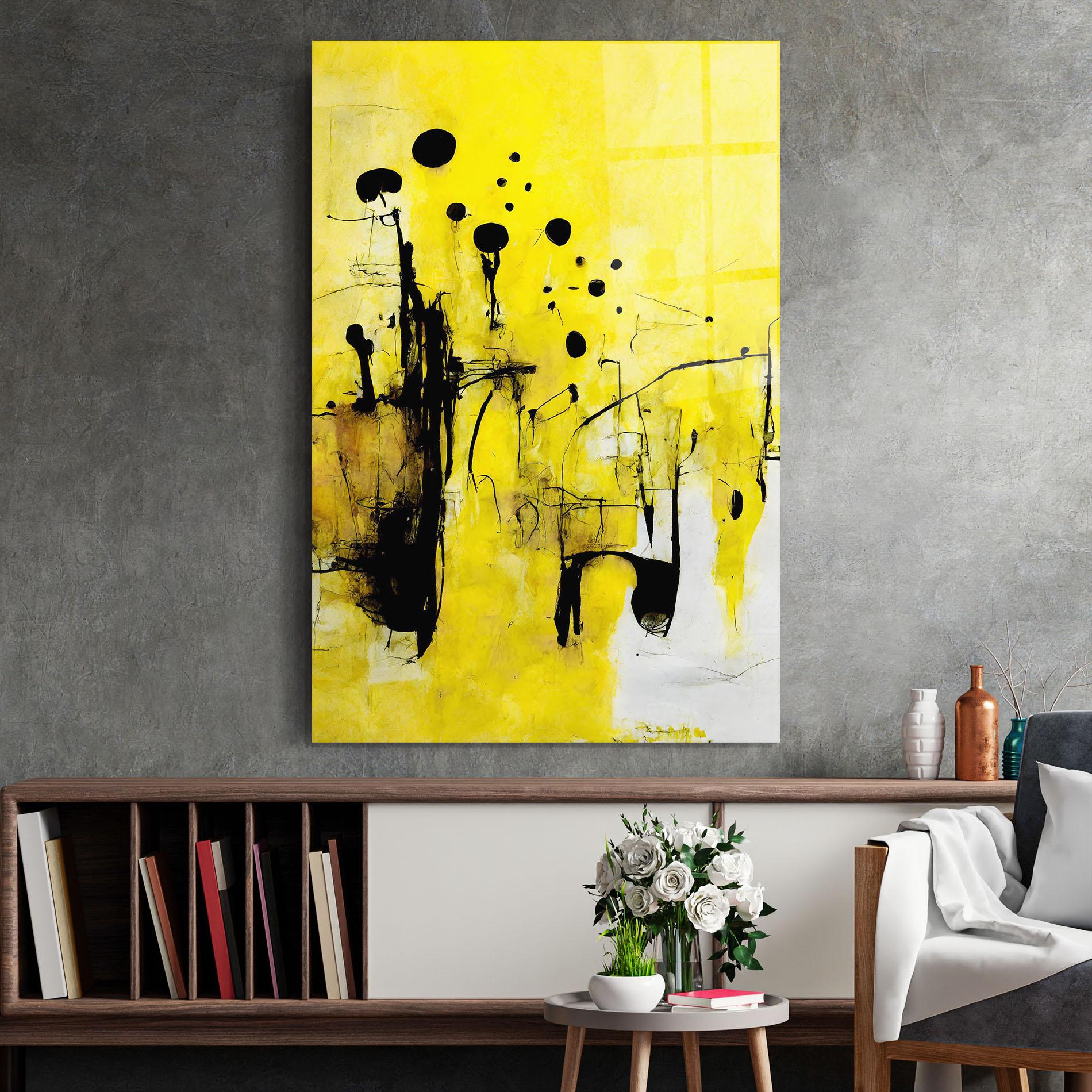 Üvegkép Abstract Black Yellow mockup 2