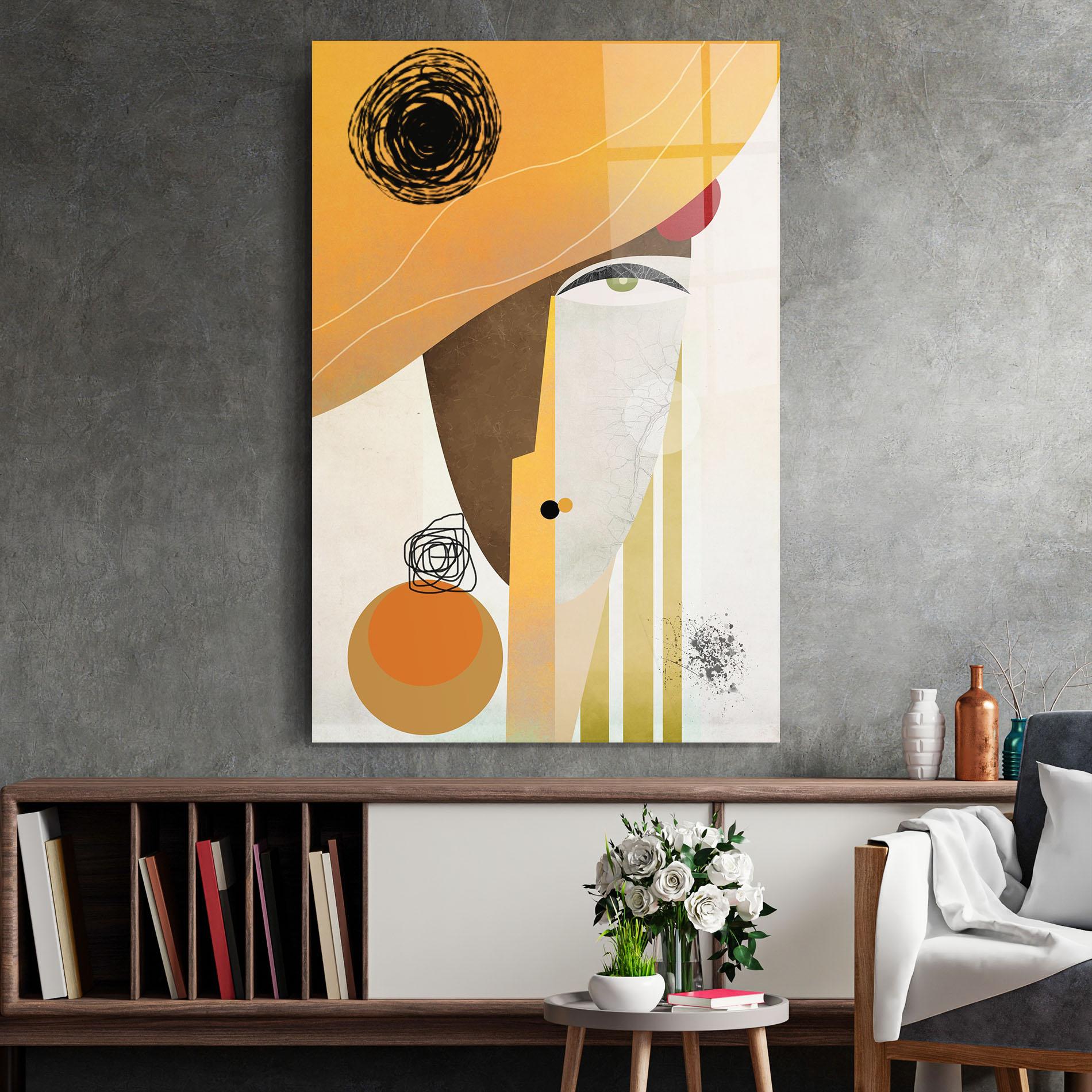 Üvegkép Abstract Orange Face mockup 2