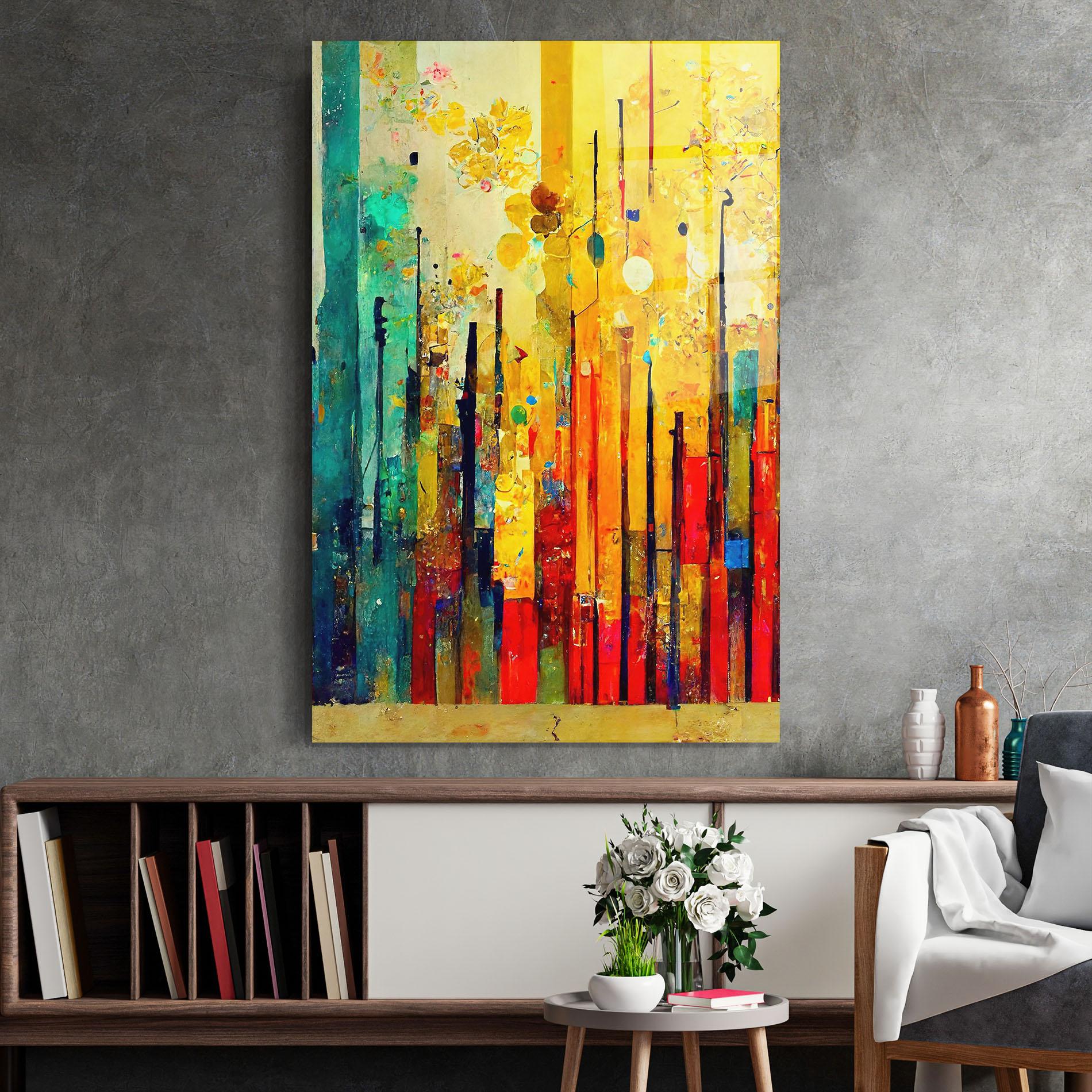 Üvegkép Black Lines On Yellow Light mockup 2