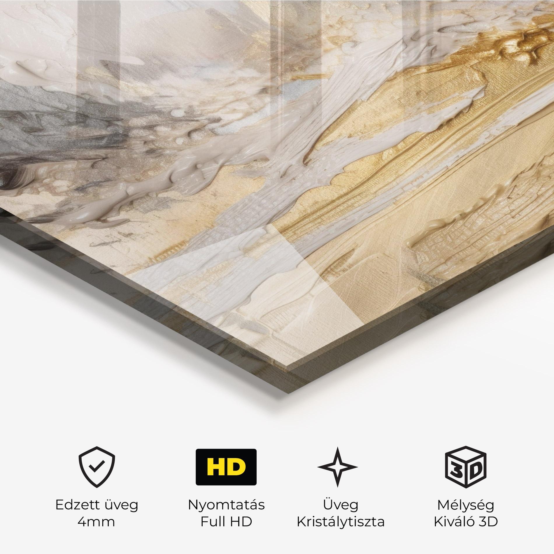 Üvegkép Abstract White Waves mockup 3