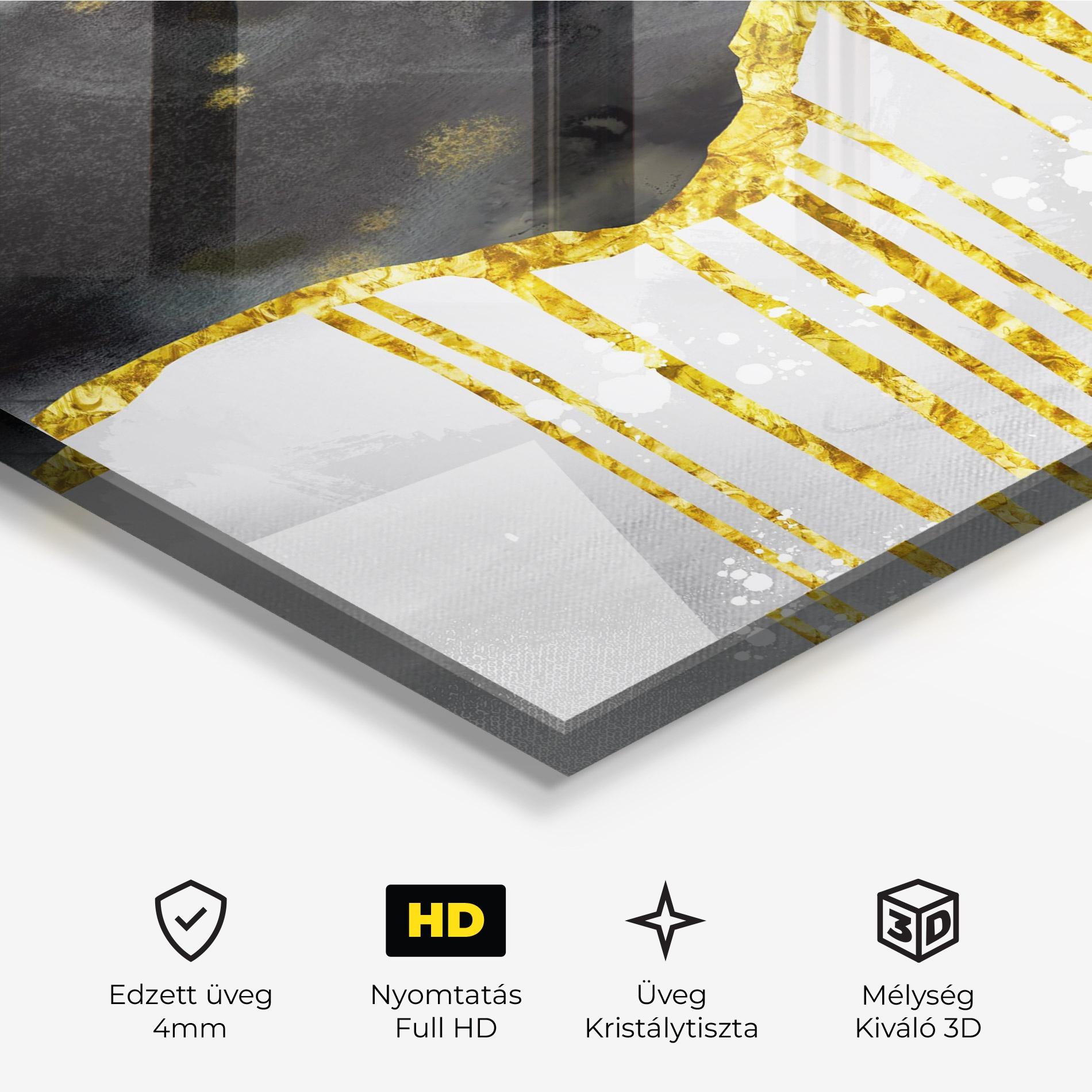 Üvegkép Gold Moon And Birds mockup 3