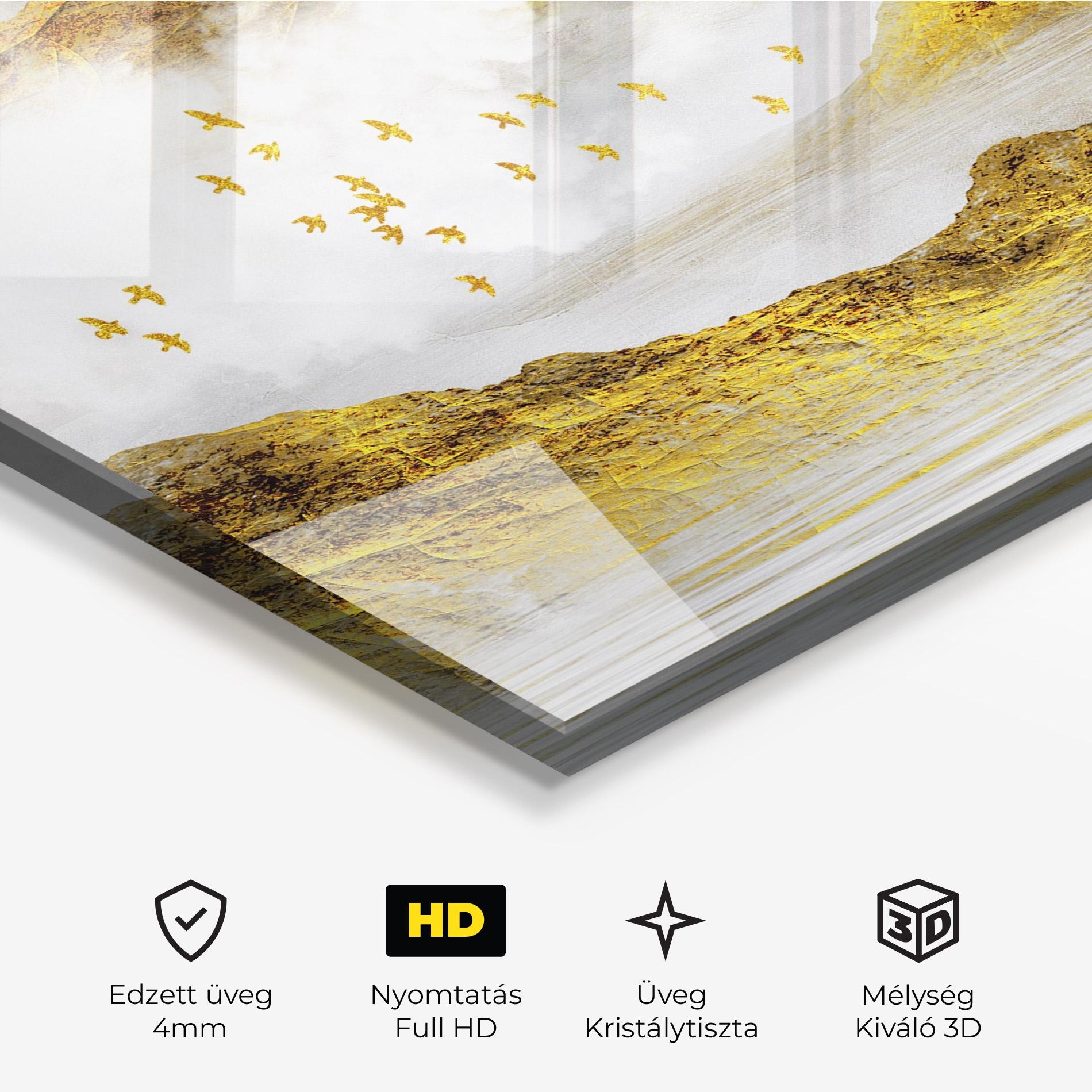 Üvegkép Gold Mountains Abstract mockup 3