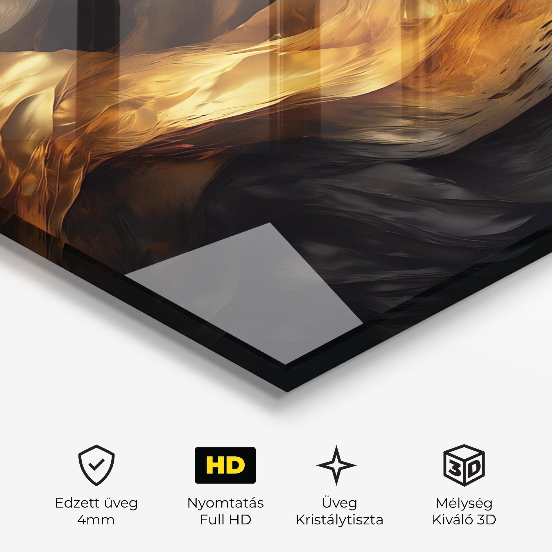 Üvegkép Golden Waves With Black mockup 3