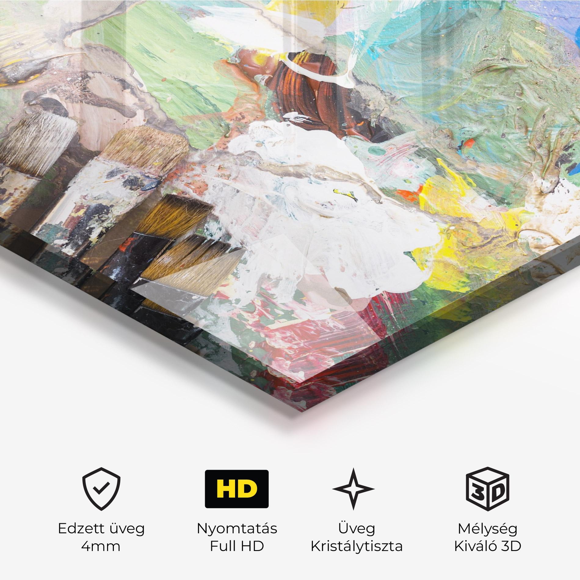 Üvegkép Messy Paint Brushes mockup 3