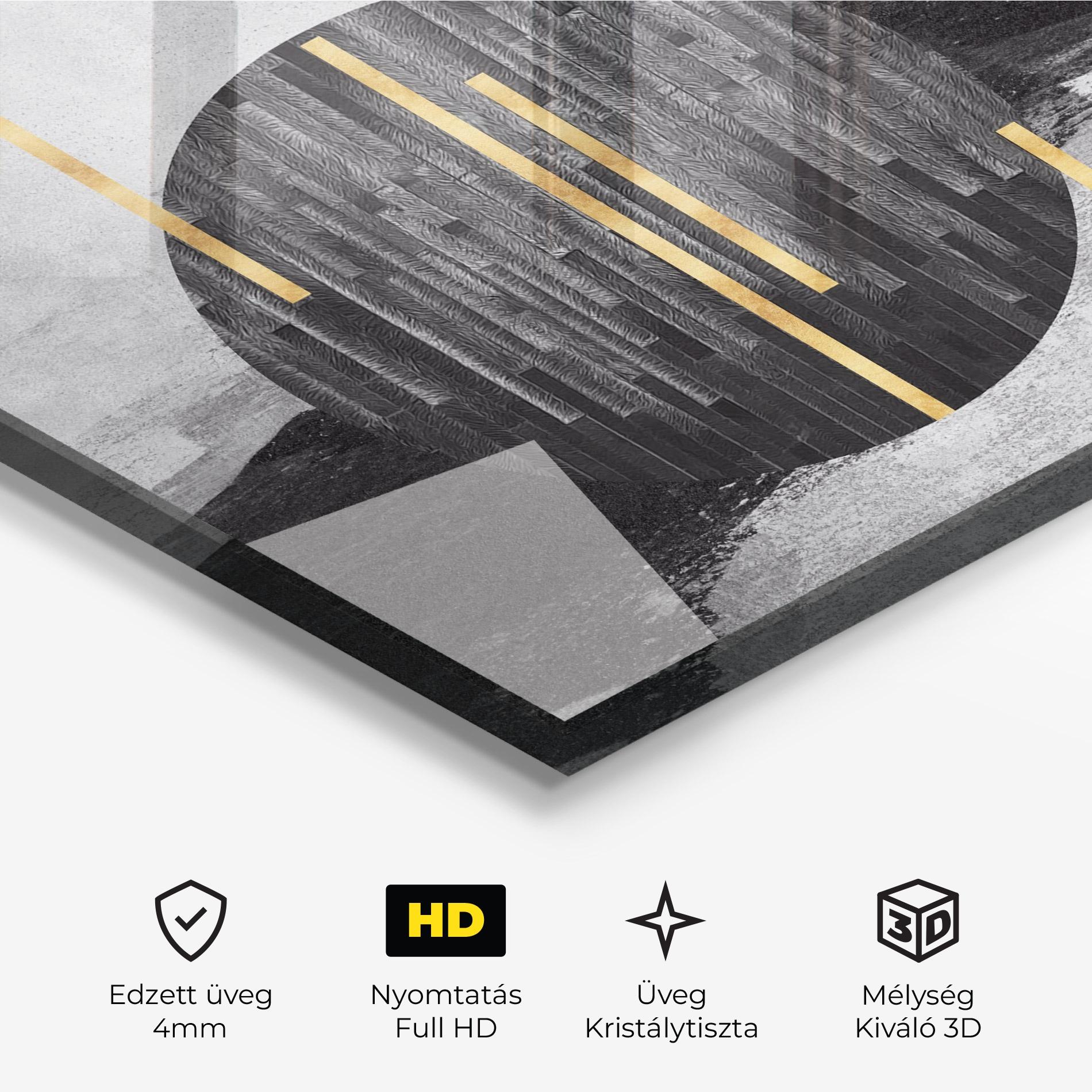 Üvegkép Modern Circle With Gold mockup 3