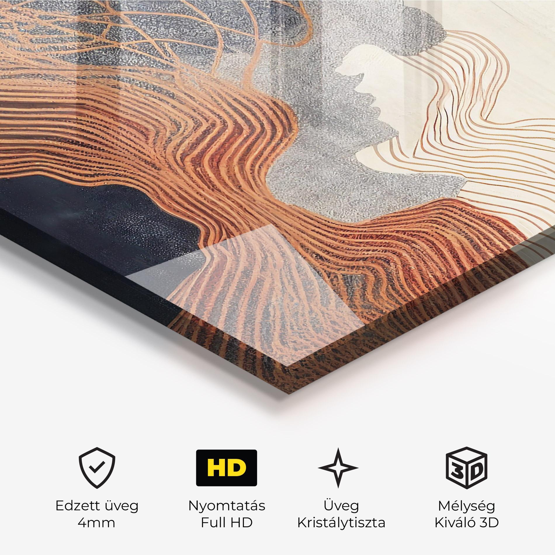 Üvegkép Orange Lines On Blue mockup 3