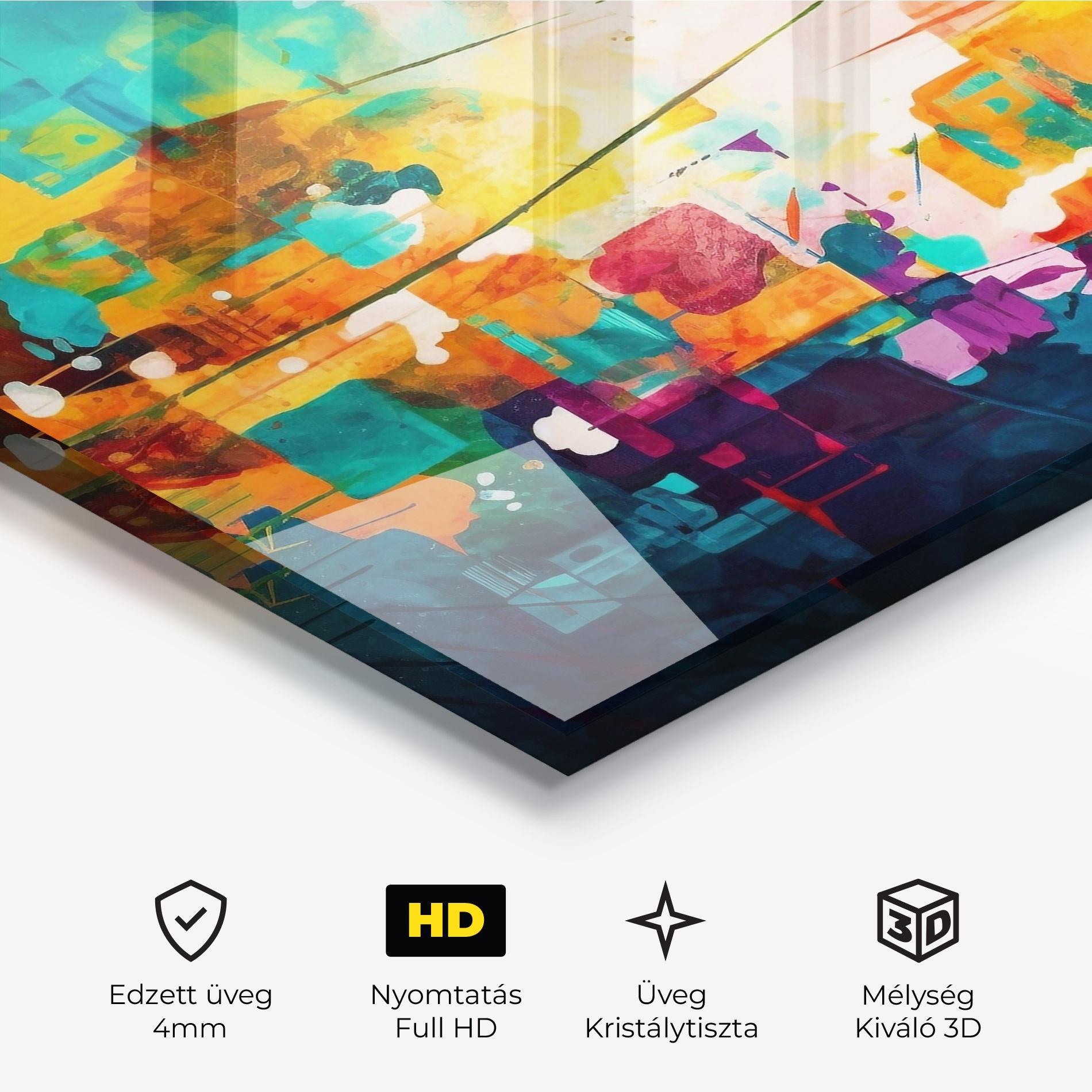 Üvegkép Vibrant Colors On Blue Background mockup 3