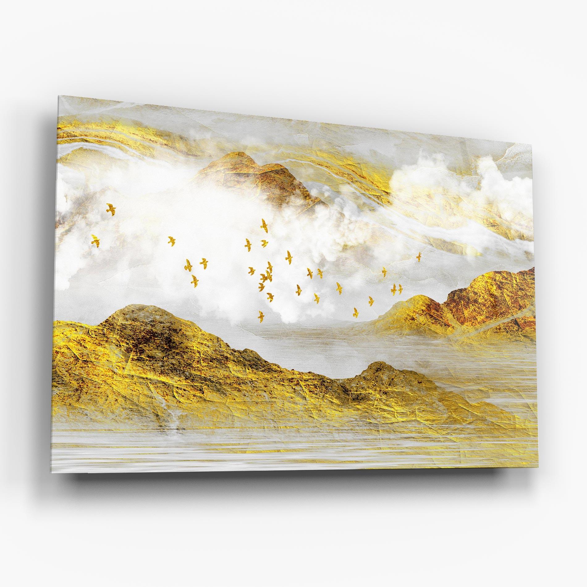 Üvegkép Gold Mountains Abstract mockup 6
