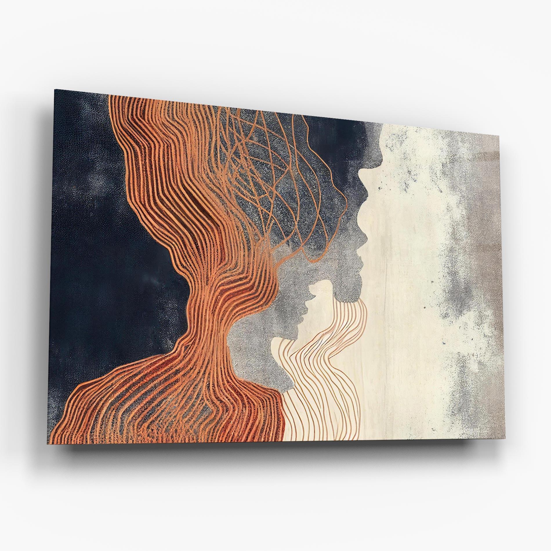 Üvegkép Orange Lines On Blue mockup 6