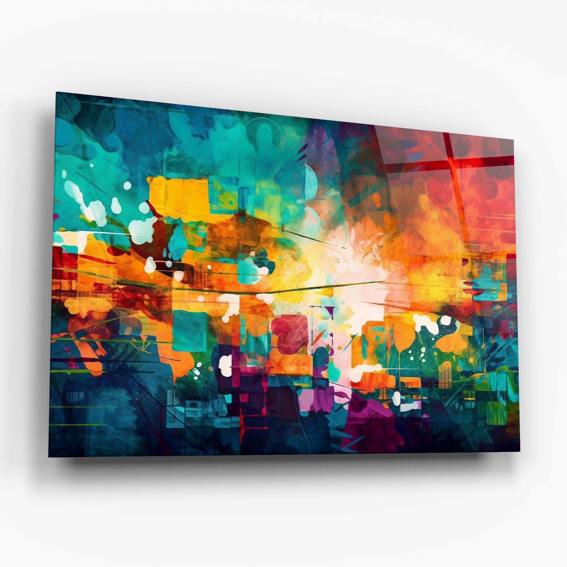 Üvegkép Vibrant Colors On Blue Background mockup 6