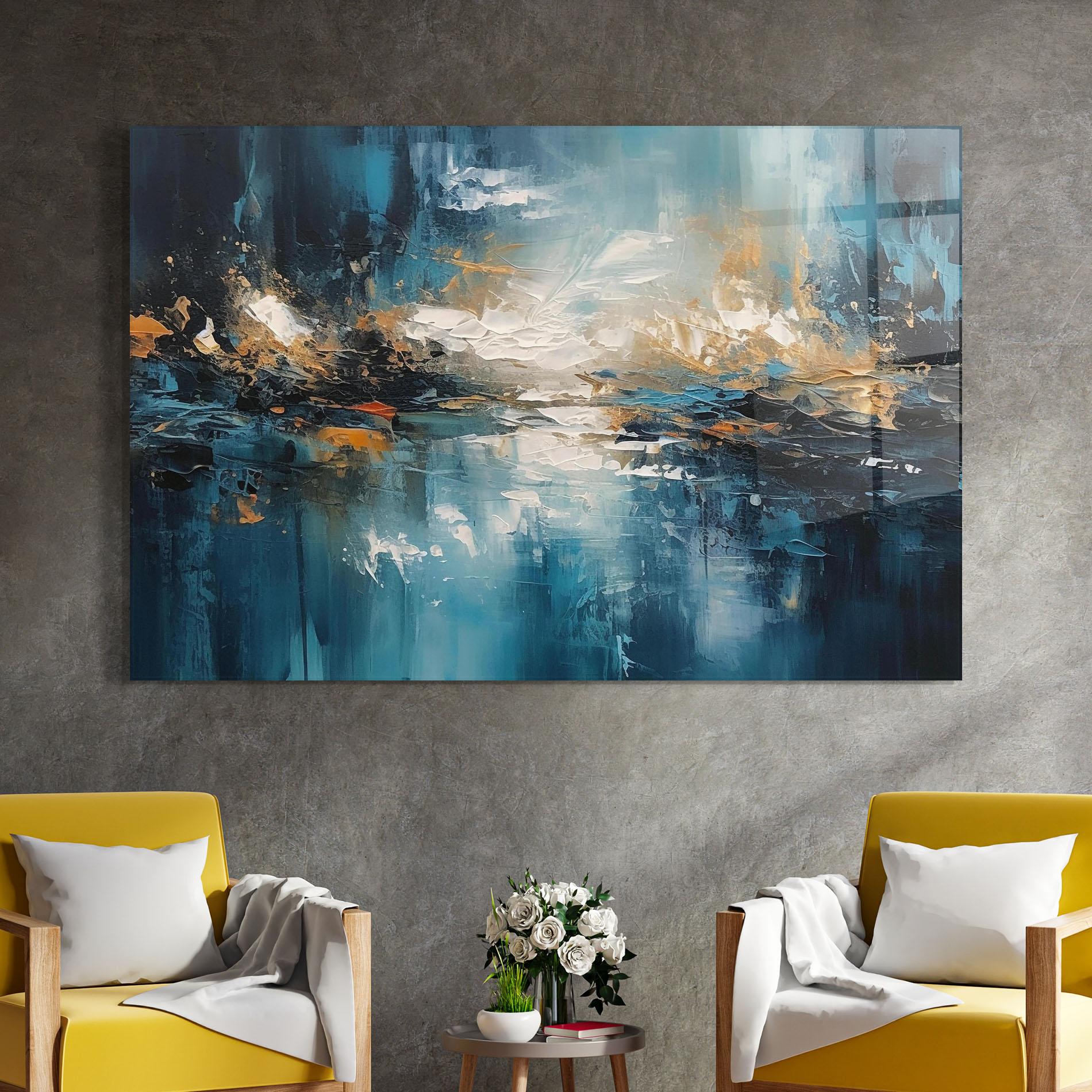 Üvegkép Abstract Blue Art mockup 4