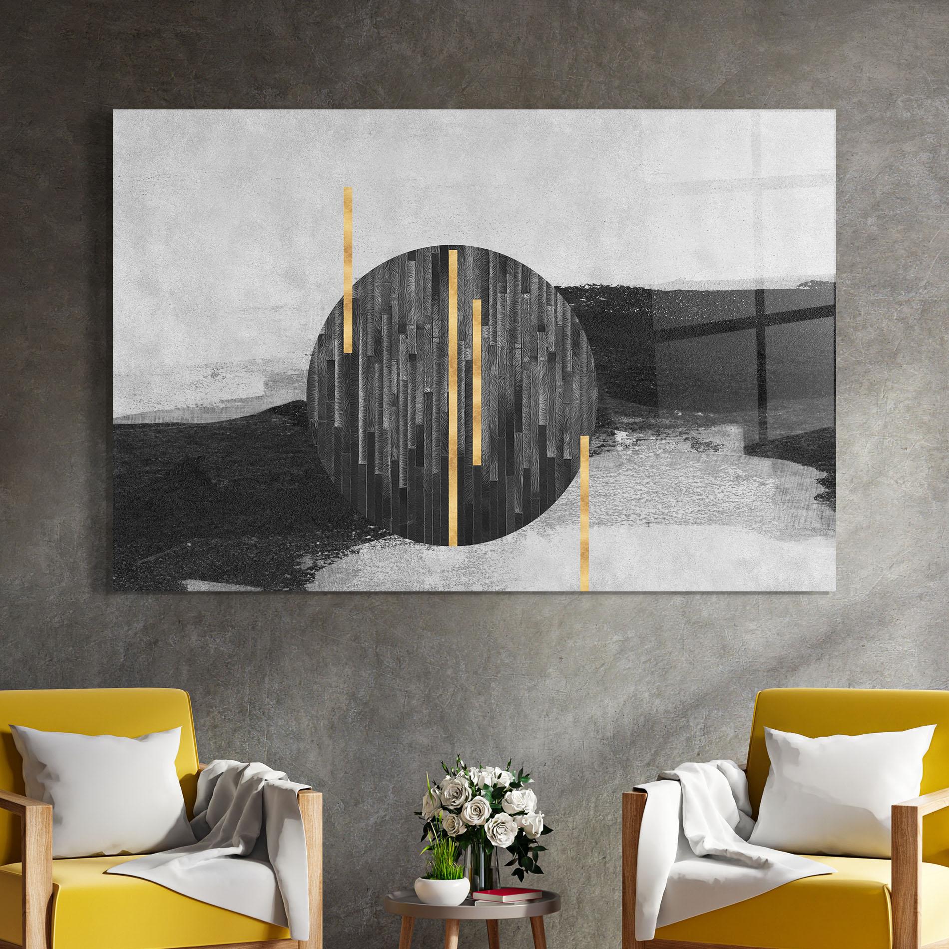 Üvegkép Modern Circle With Gold mockup 4