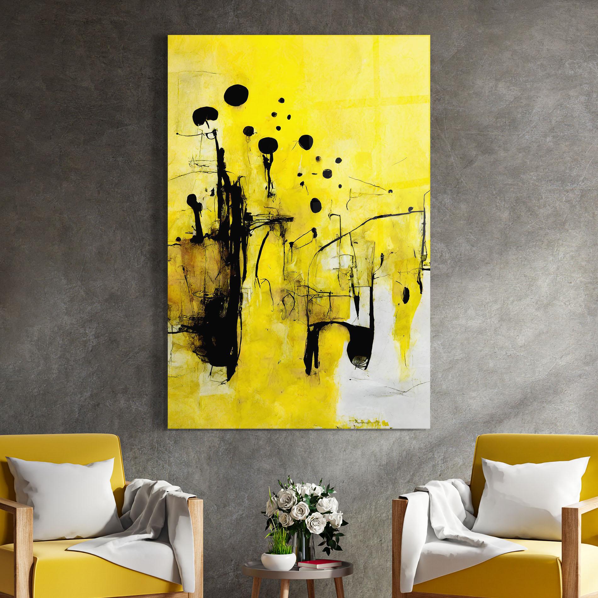Üvegkép Abstract Black Yellow mockup 4