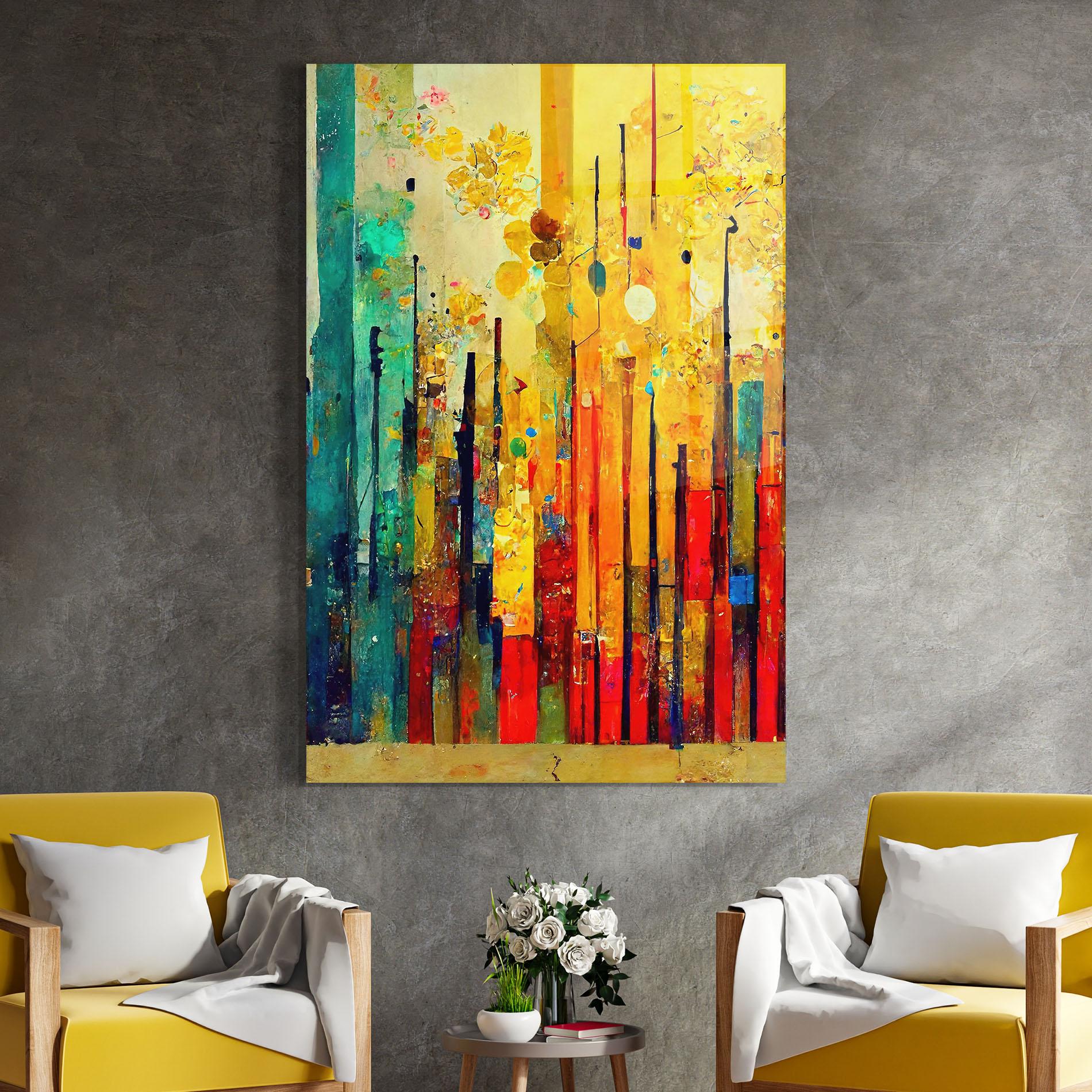 Üvegkép Black Lines On Yellow Light mockup 4