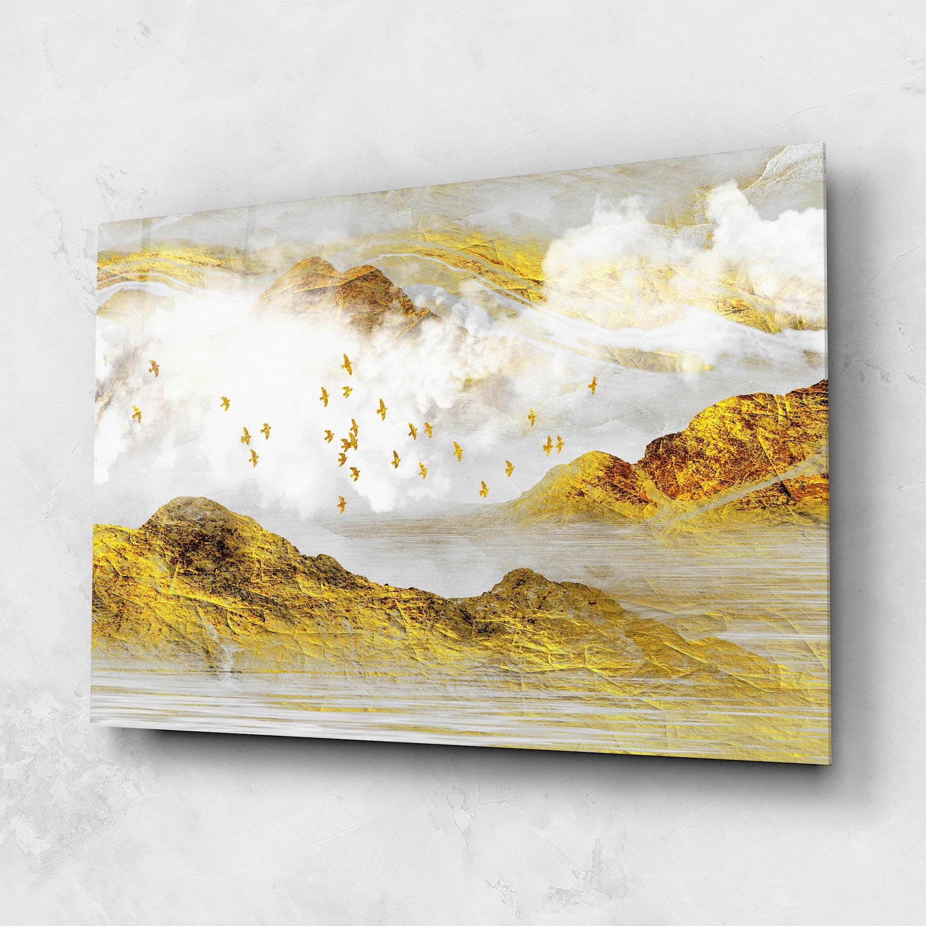 Üvegkép Gold Mountains Abstract mockup 1