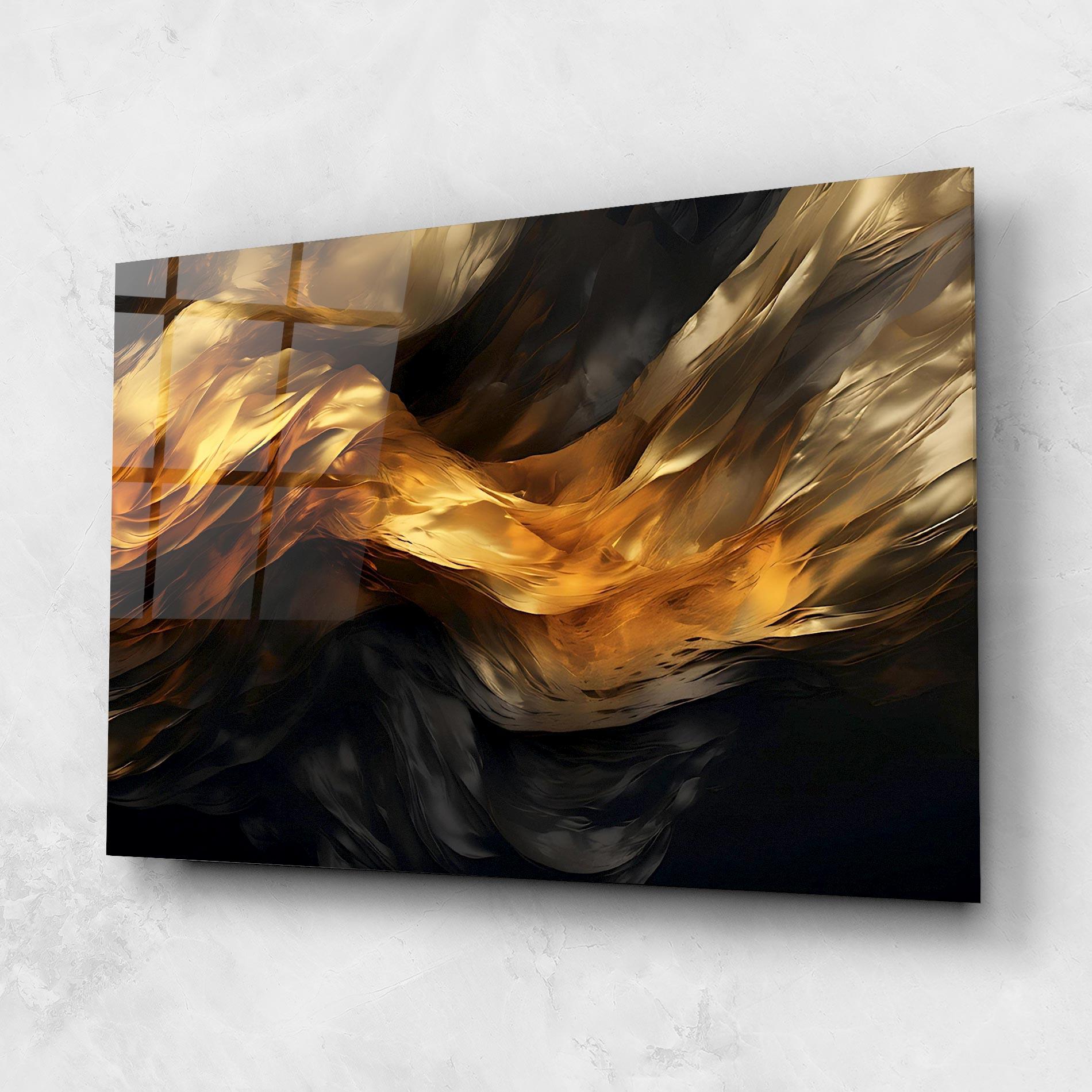 Üvegkép Golden Waves With Black mockup 1