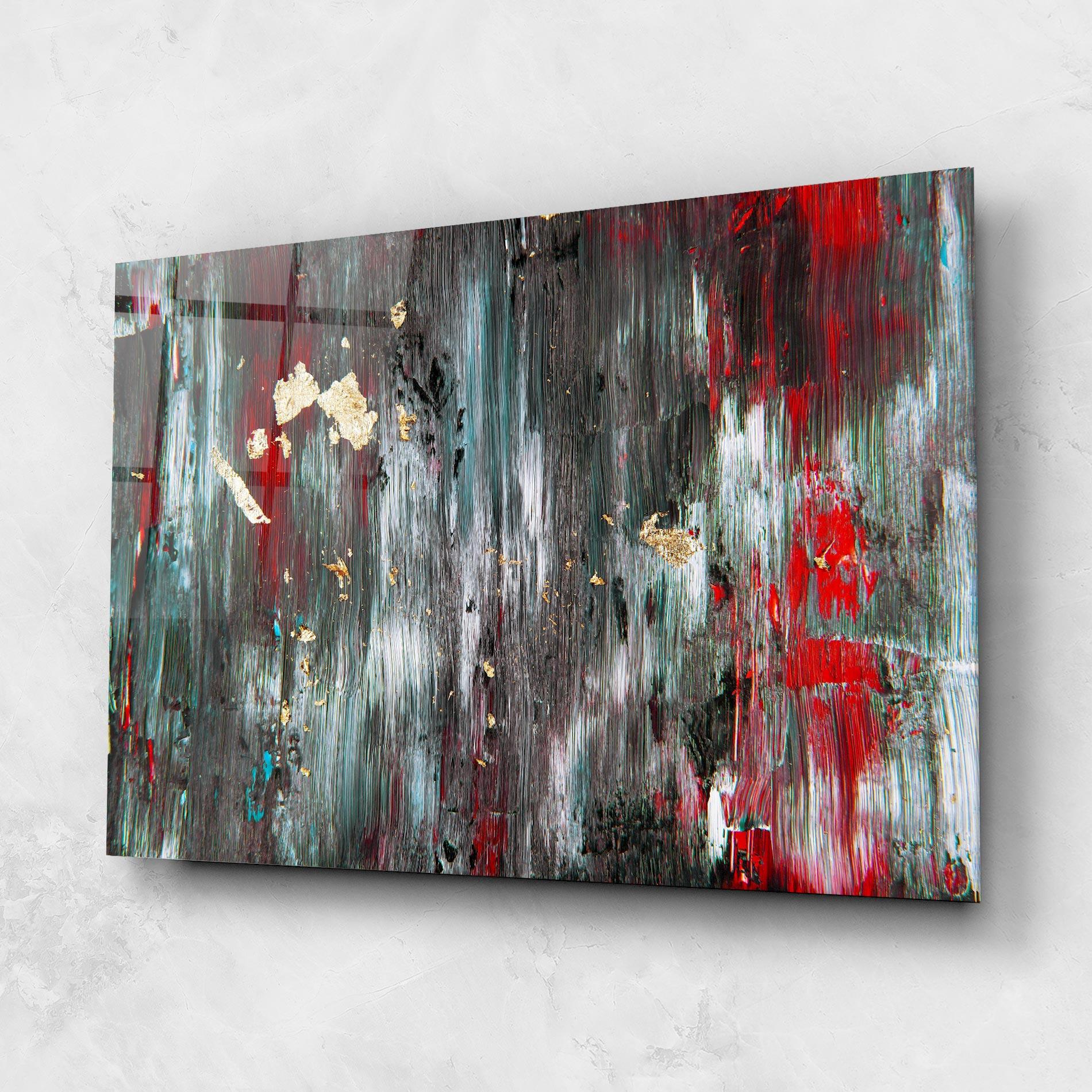 Üvegkép Grey With Red Painting mockup 1