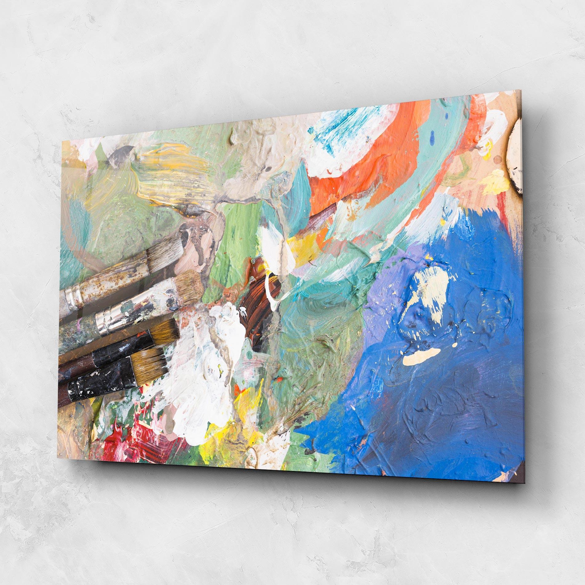 Üvegkép Messy Paint Brushes mockup 1