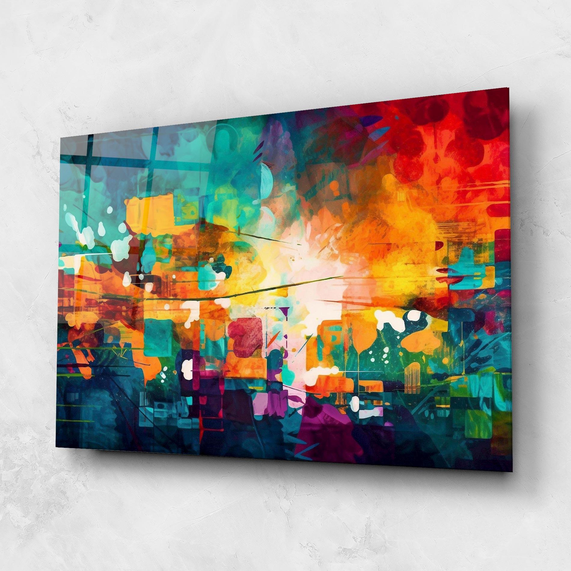 Üvegkép Vibrant Colors On Blue Background mockup 1