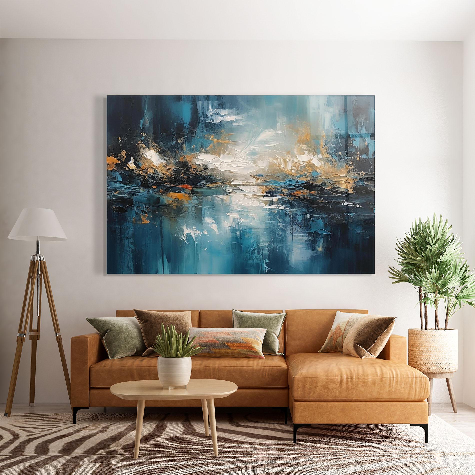 Üvegkép Abstract Blue Art mockup 7