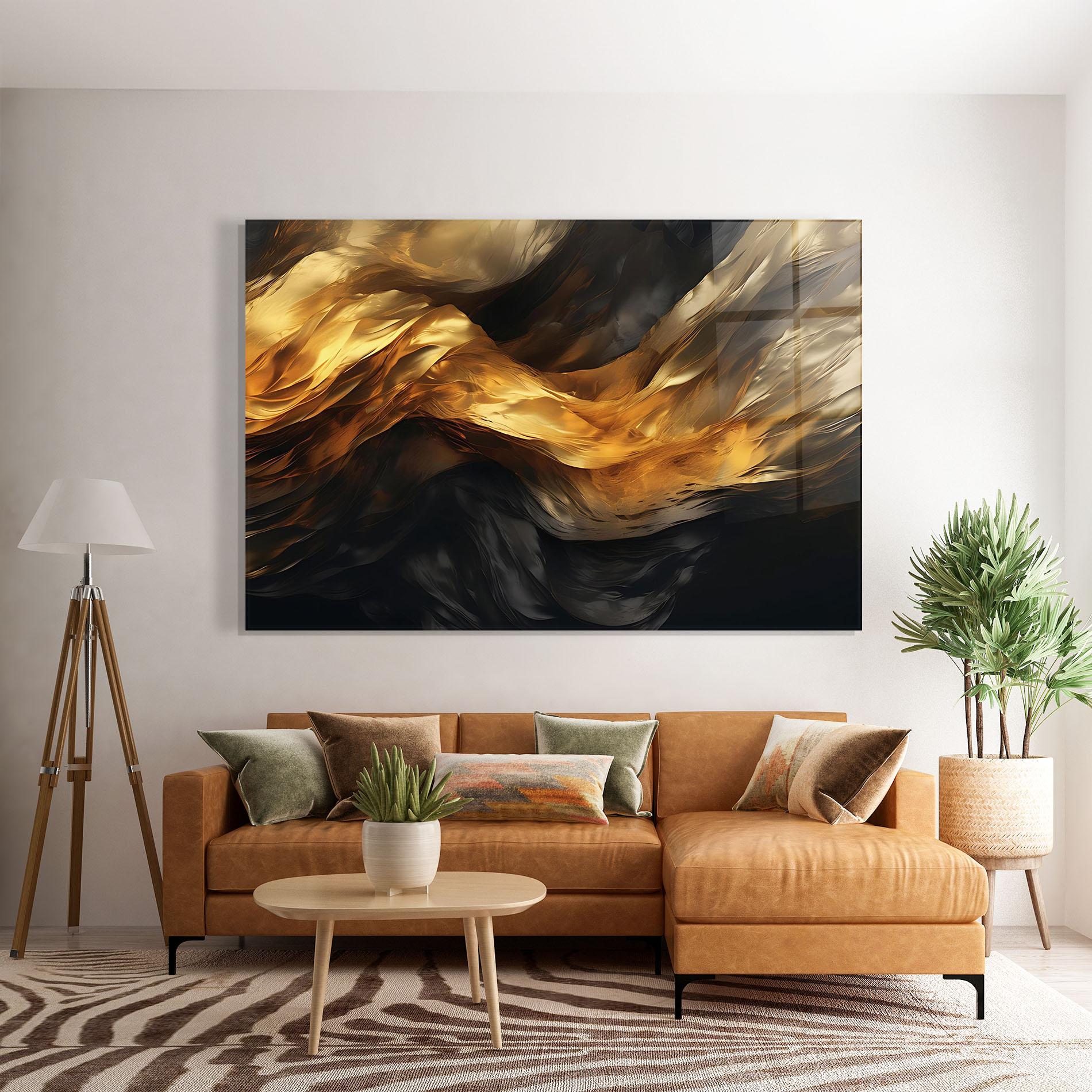 Üvegkép Golden Waves With Black mockup 7