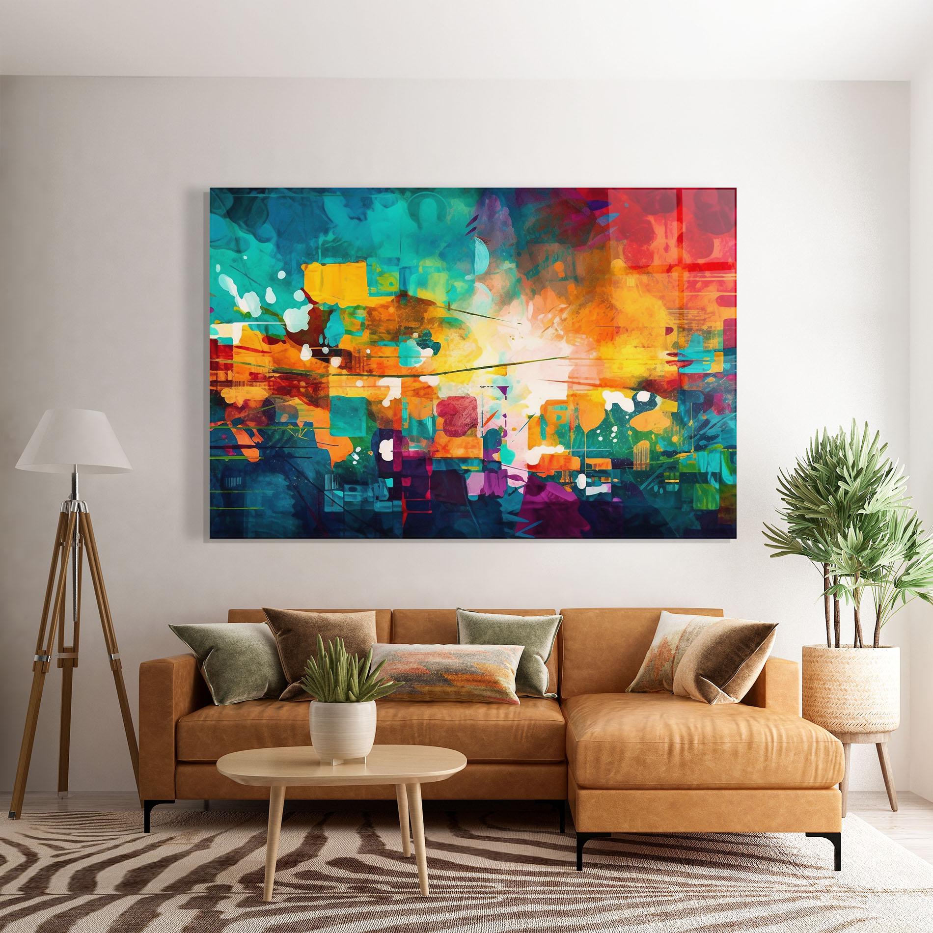 Üvegkép Vibrant Colors On Blue Background mockup 7