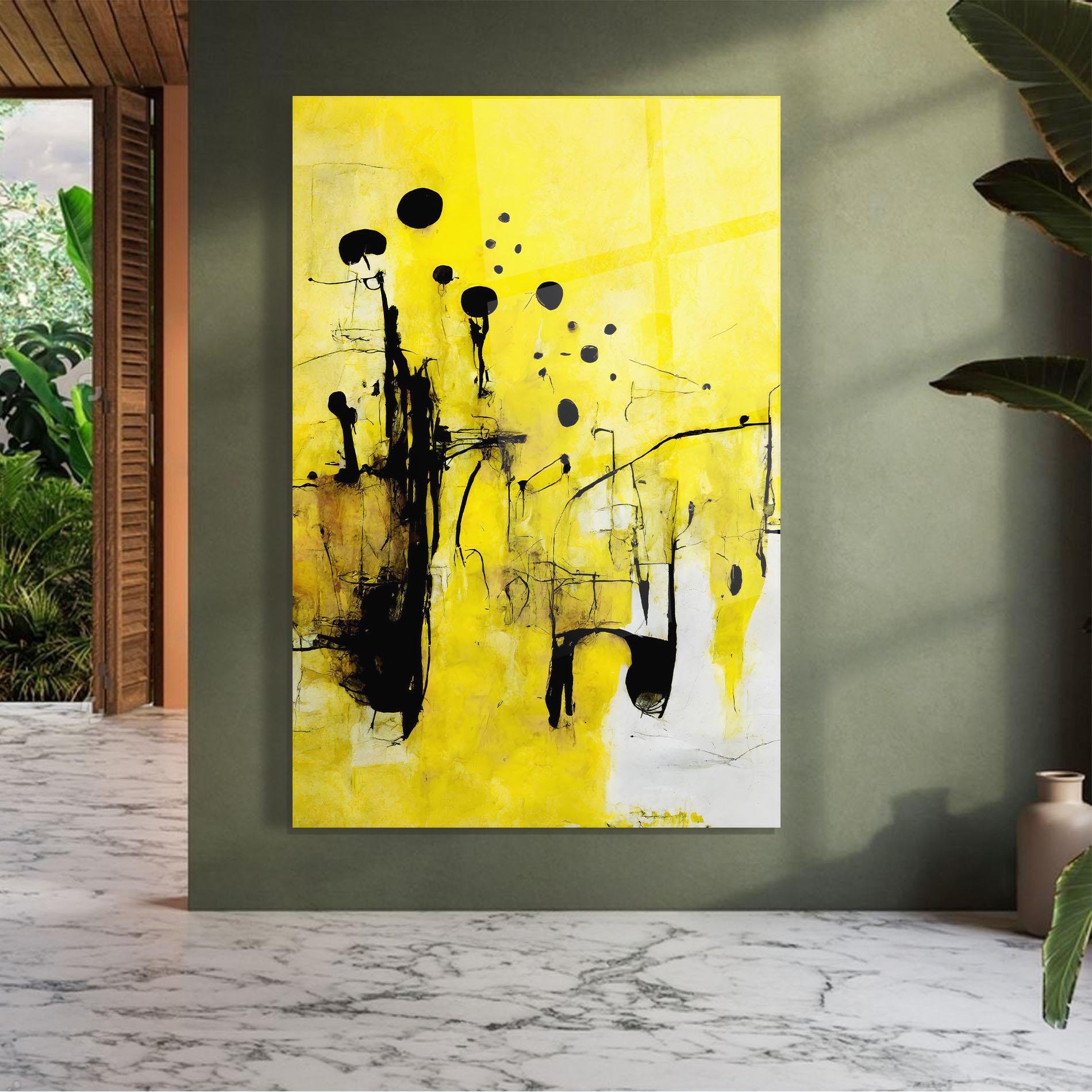 Üvegkép Abstract Black Yellow mockup 7
