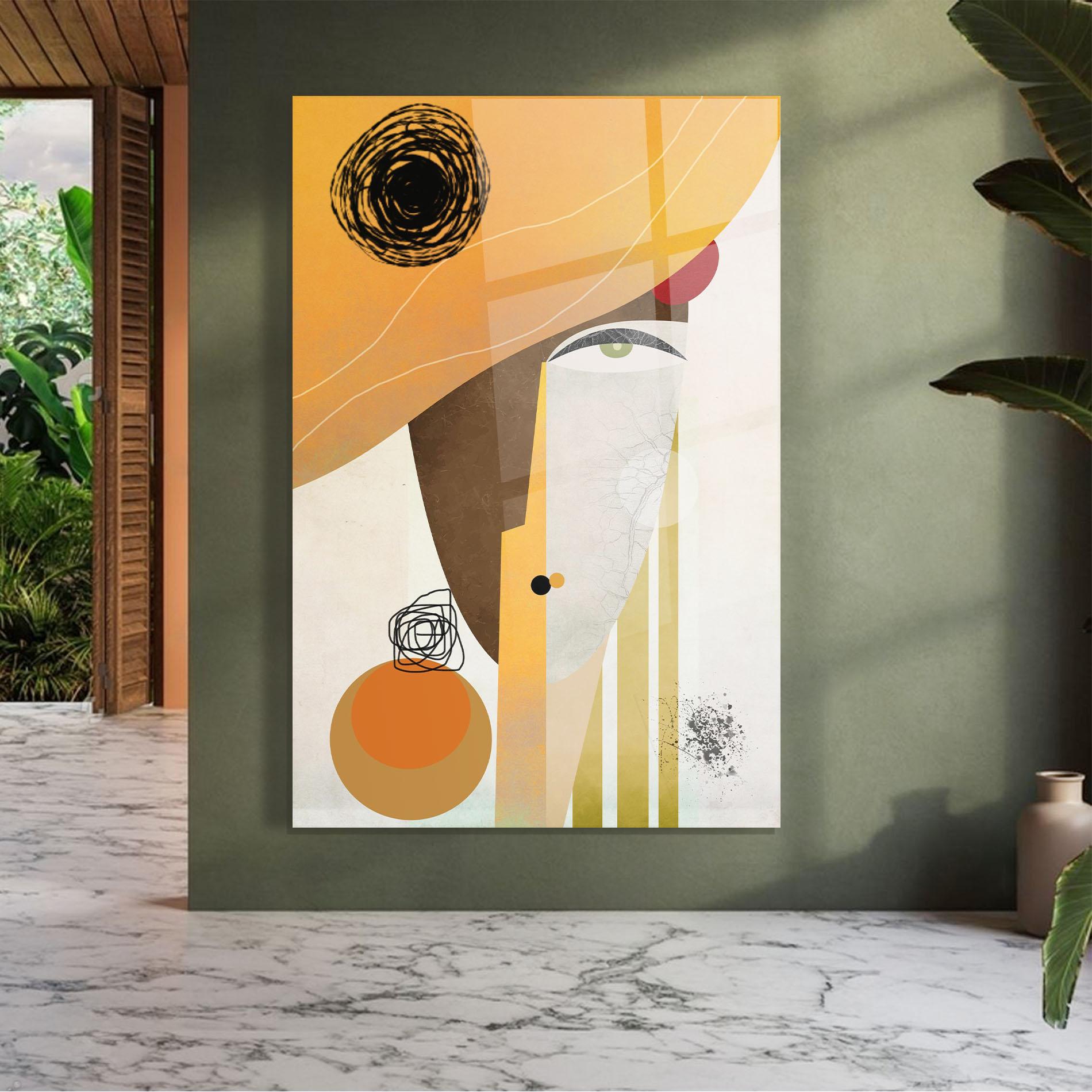 Üvegkép Abstract Orange Face mockup 7