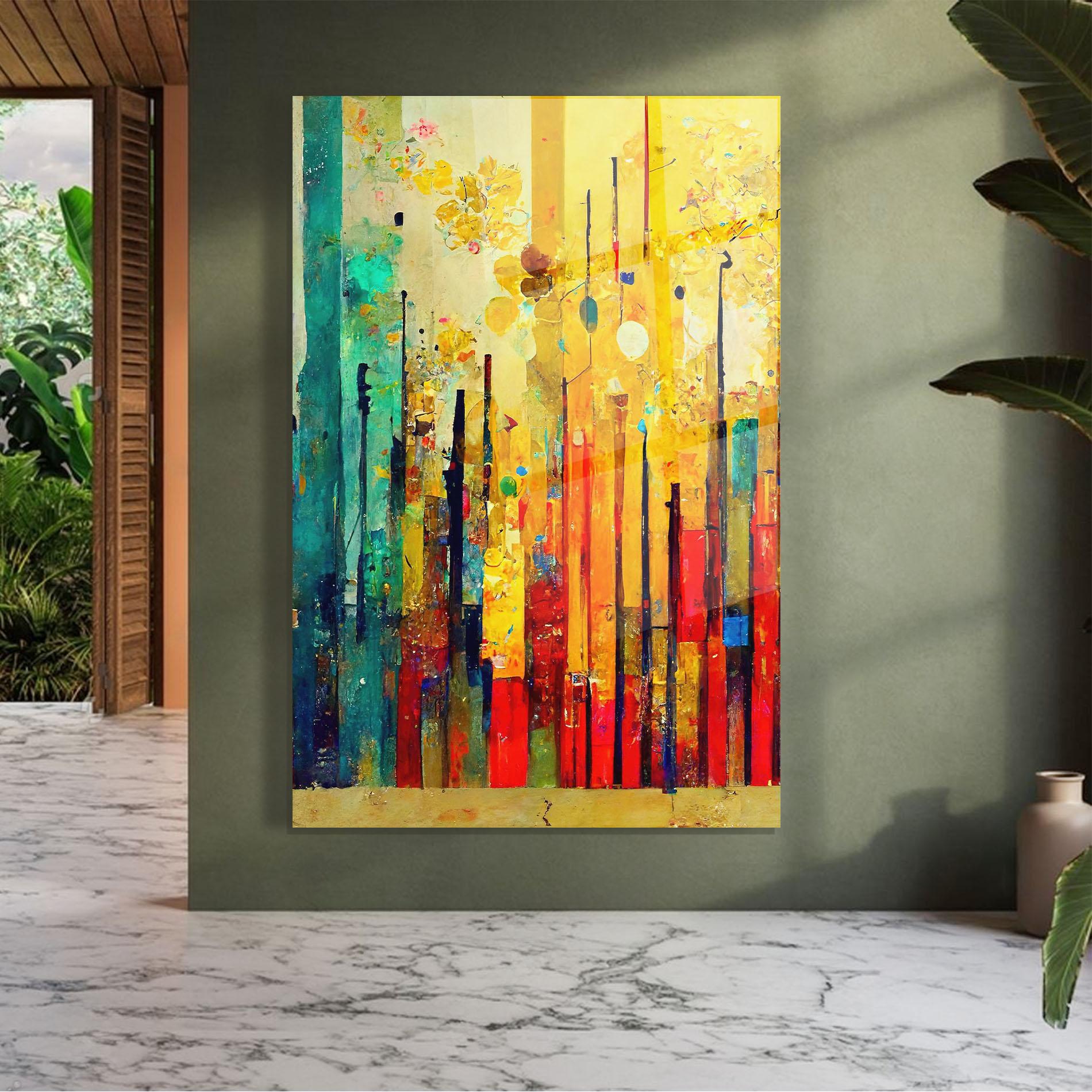 Üvegkép Black Lines On Yellow Light mockup 7