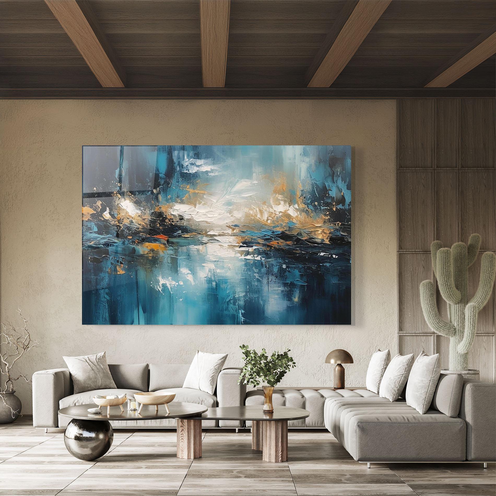 Üvegkép Abstract Blue Art mockup 8