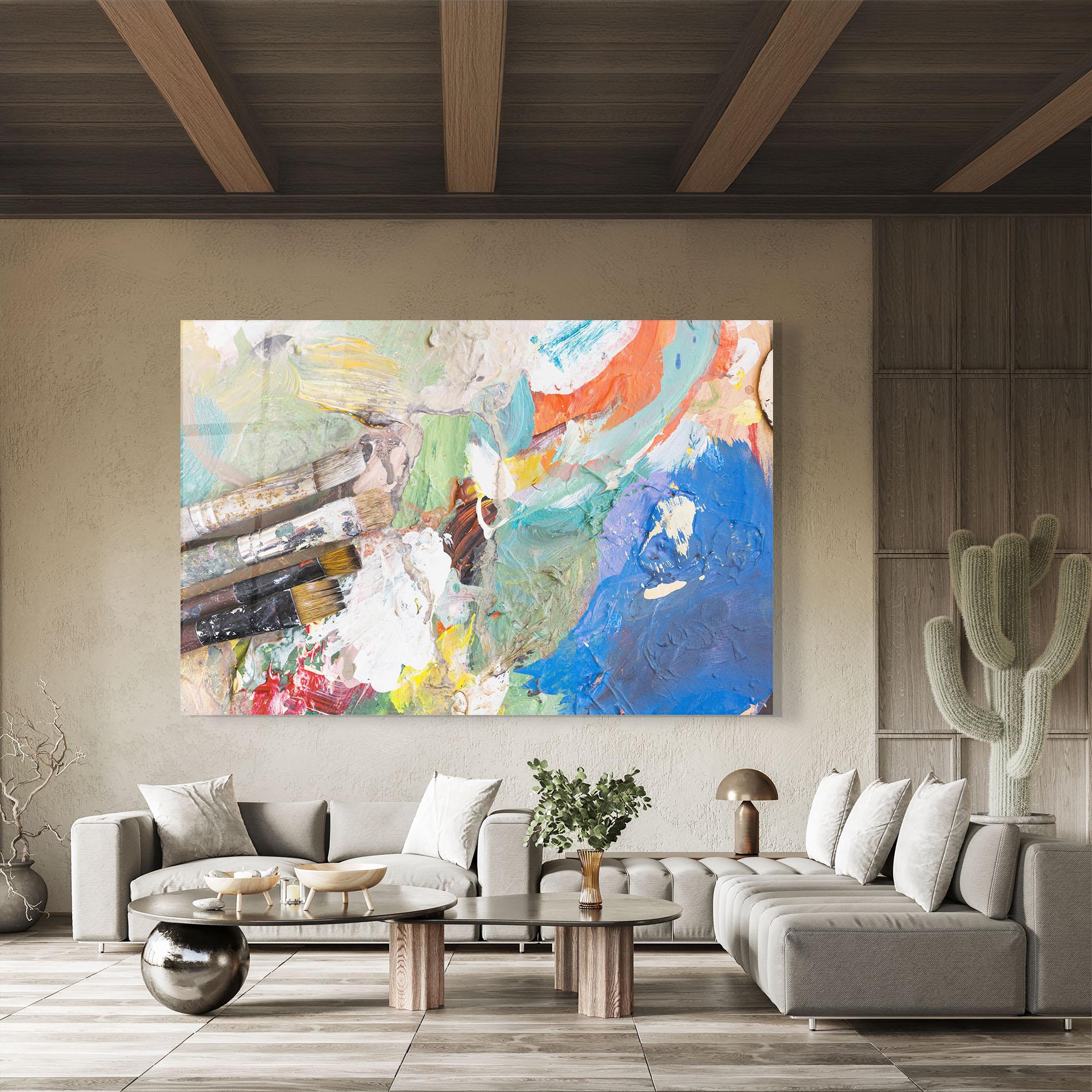 Üvegkép Messy Paint Brushes mockup 8