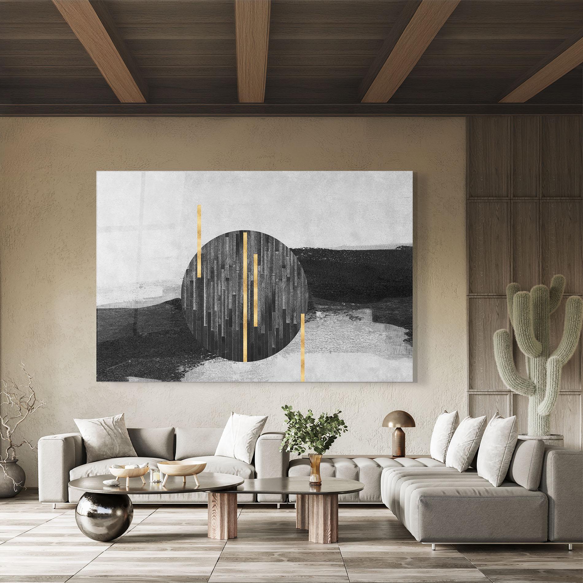 Üvegkép Modern Circle With Gold mockup 8