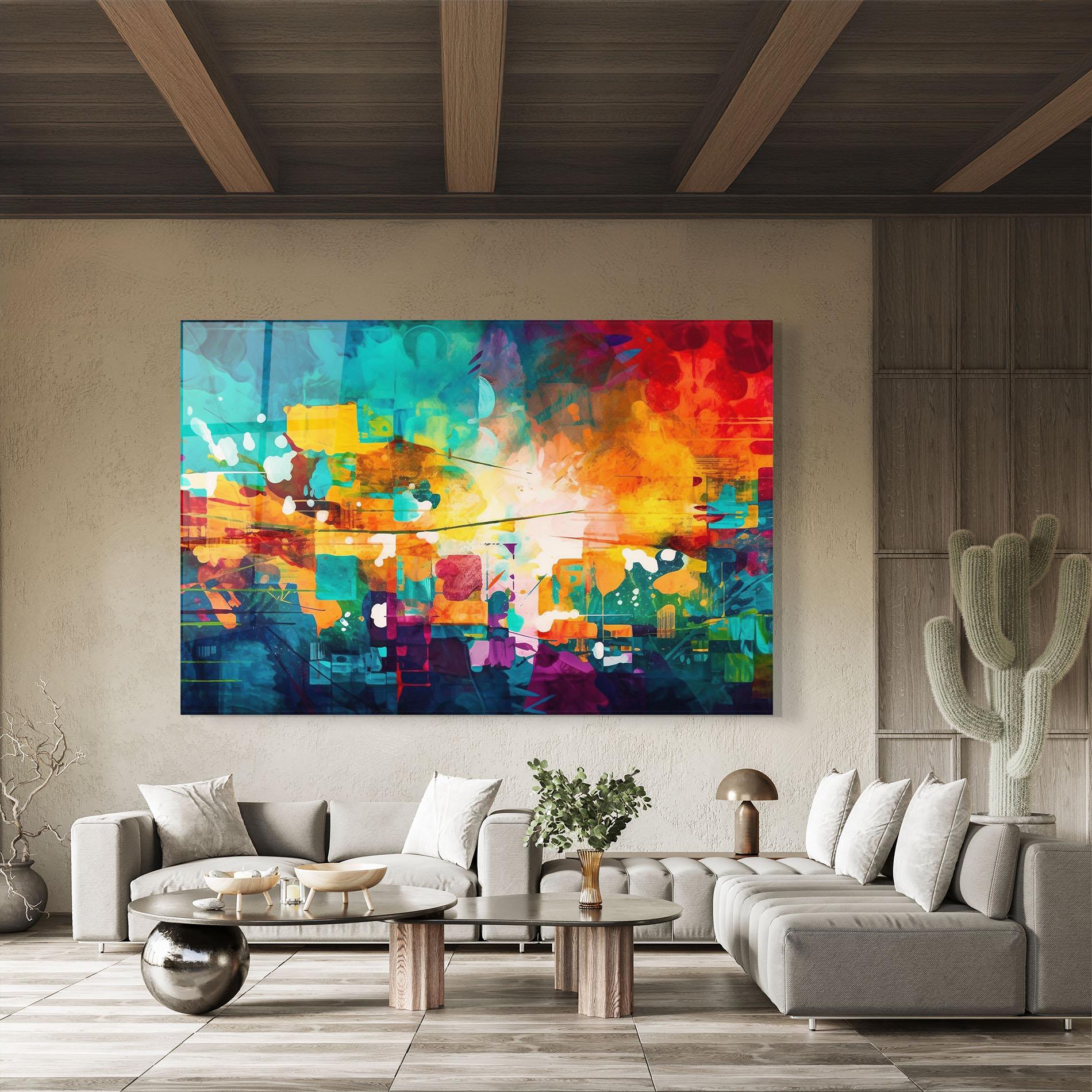 Üvegkép Vibrant Colors On Blue Background mockup 8