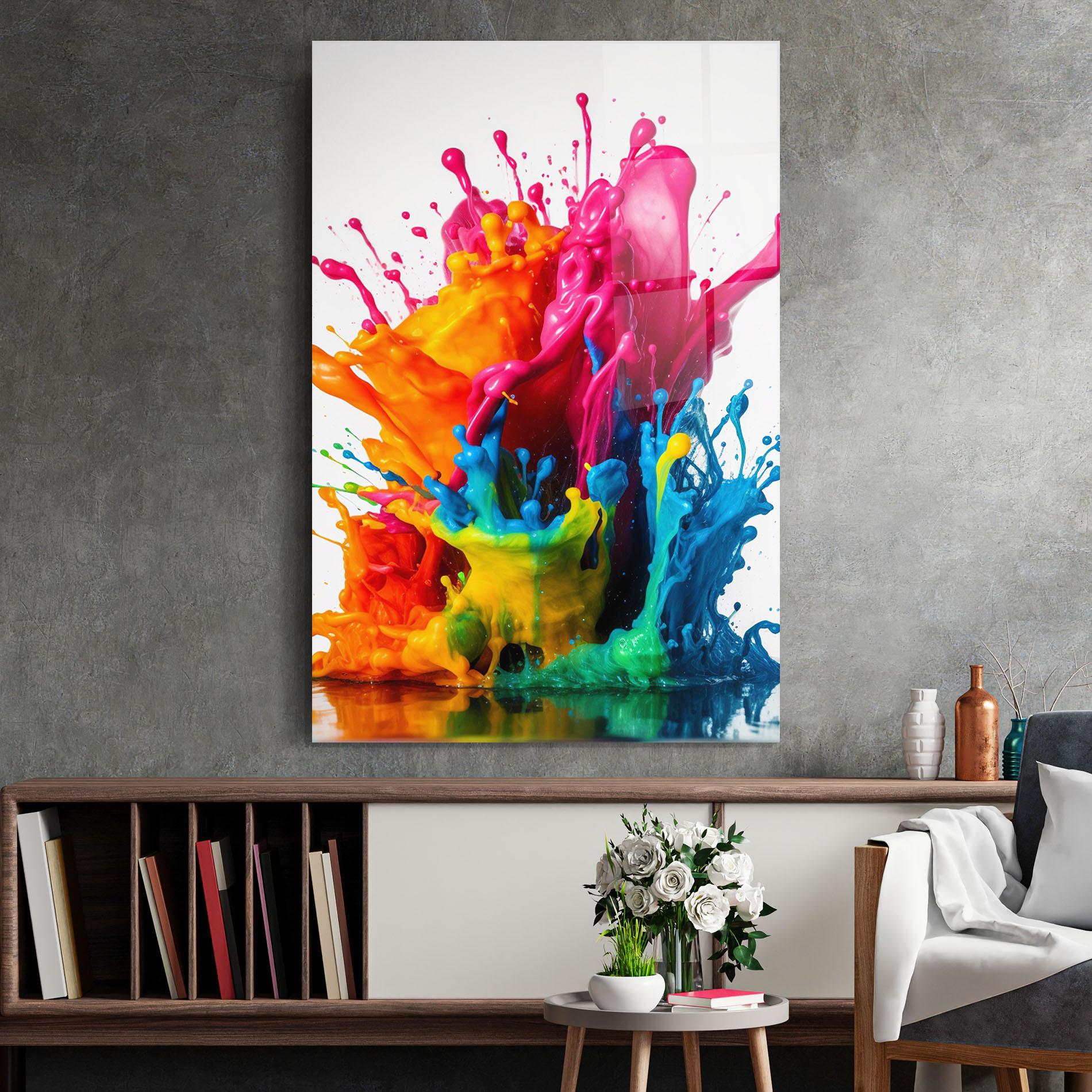 Üvegkép Colorful Explosion Paint mockup 2