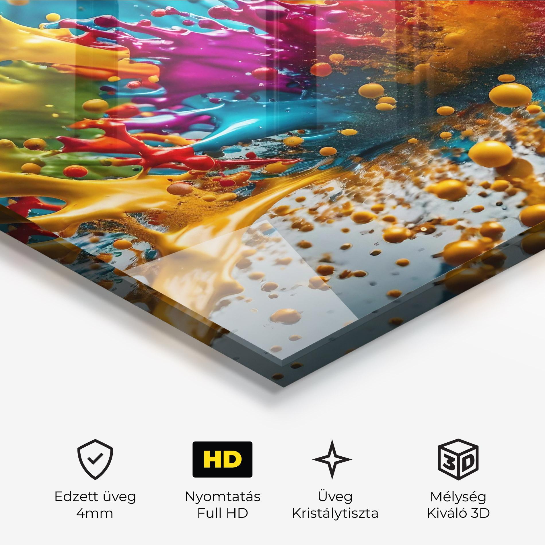 Üvegkép Colorful Water Splash mockup 3