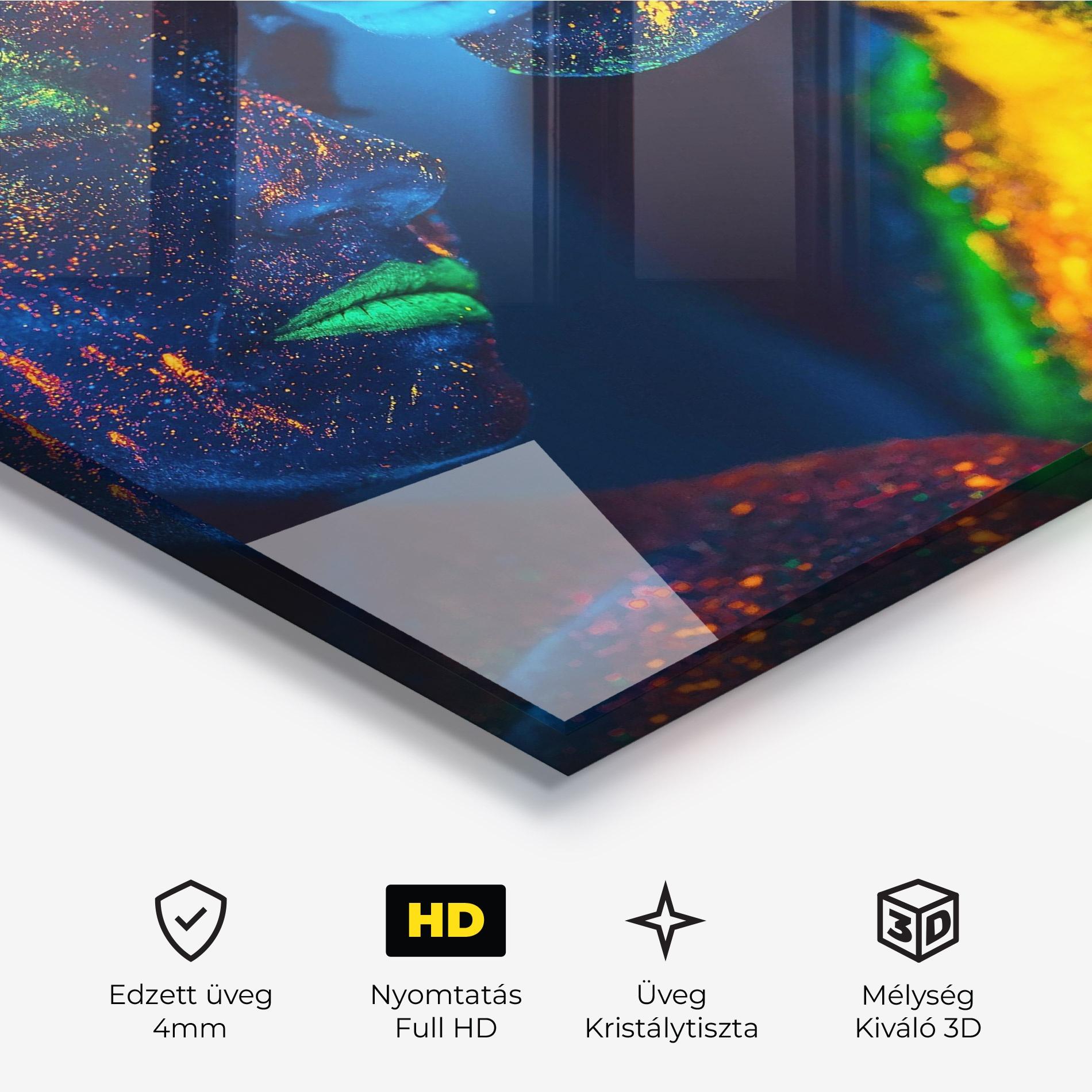 Üvegkép Fluorescent Green Lips mockup 3