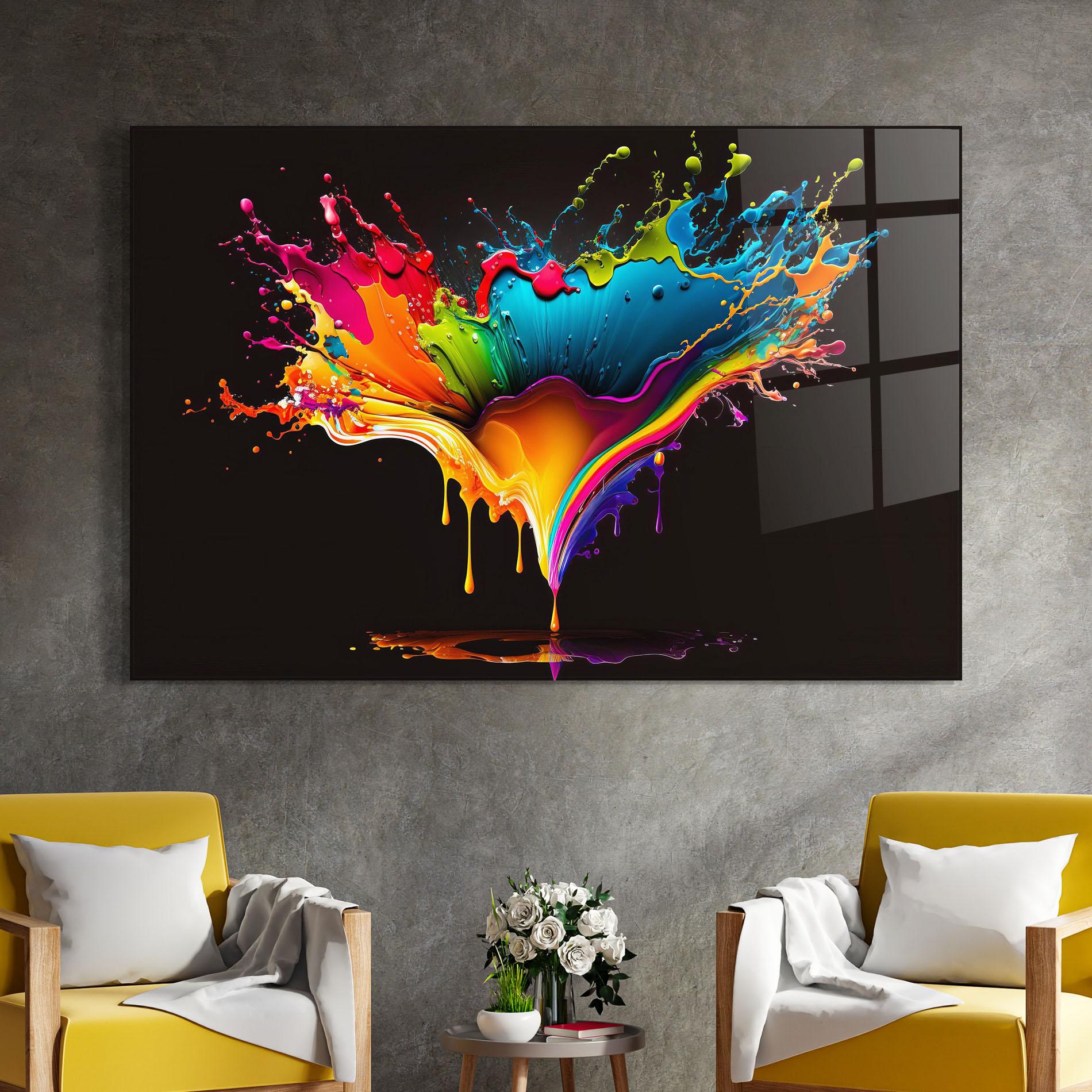 Üvegkép Colorful Rainbow Splash mockup 4