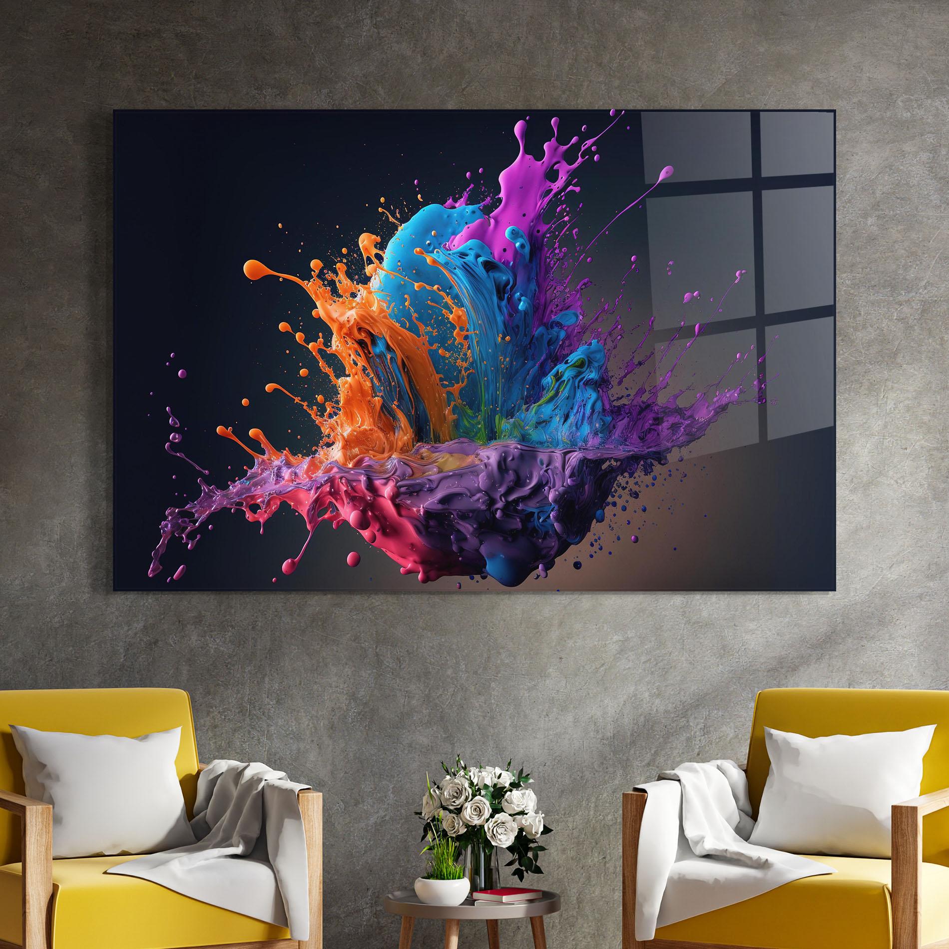 Üvegkép Orange Paint Splash mockup 4