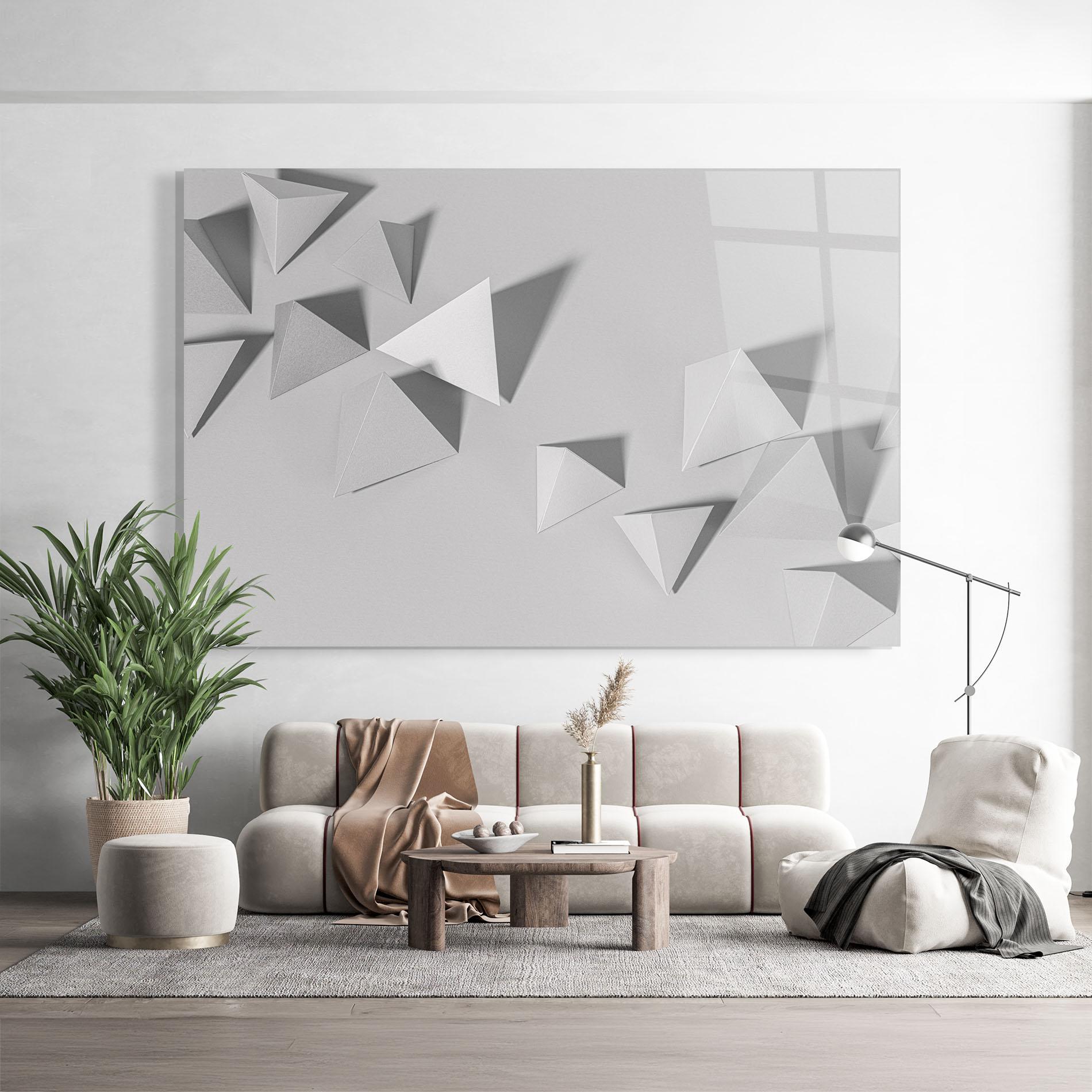 Üvegkép 3d White Triangle mockup 9
