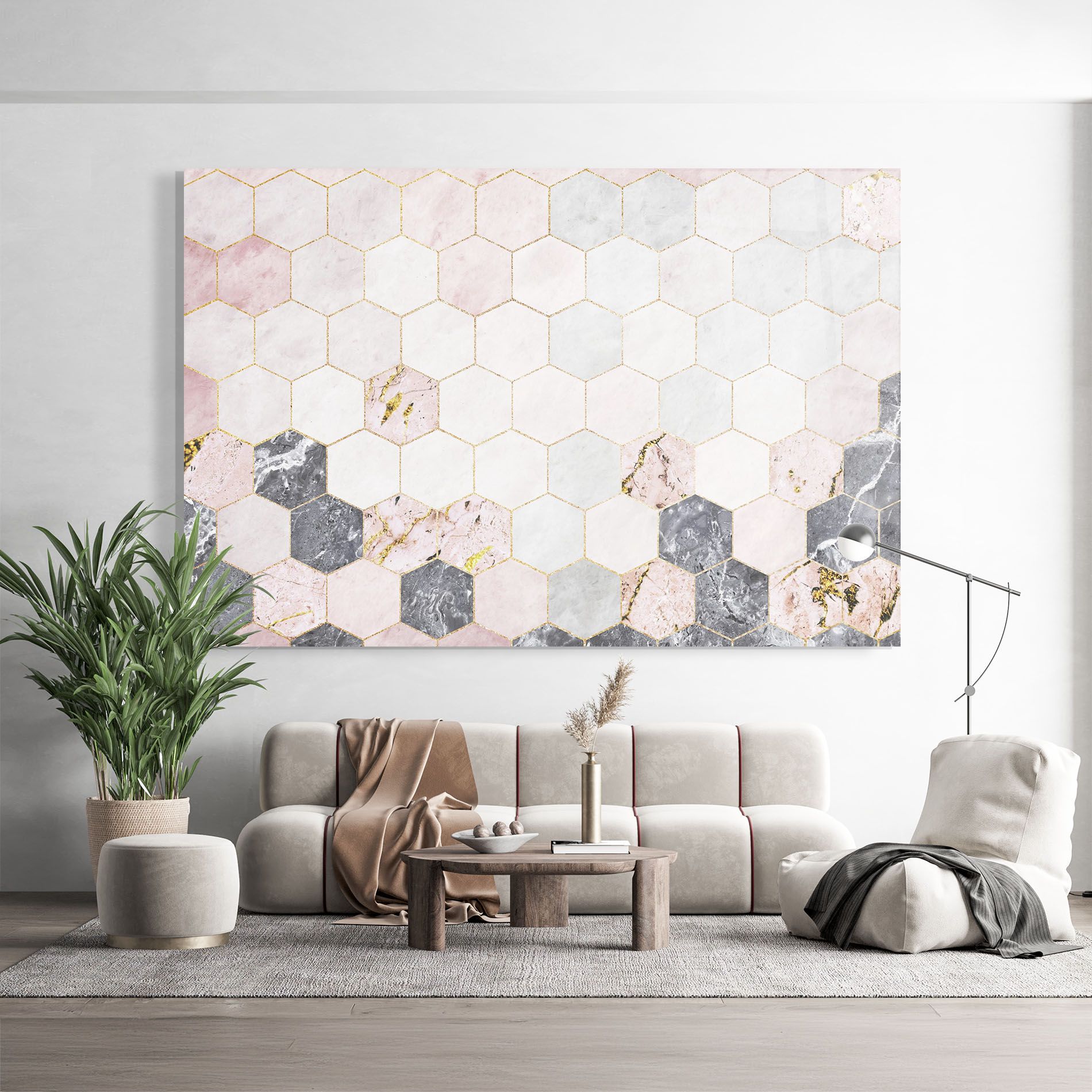 Grey Pink Hexagon mockup 9