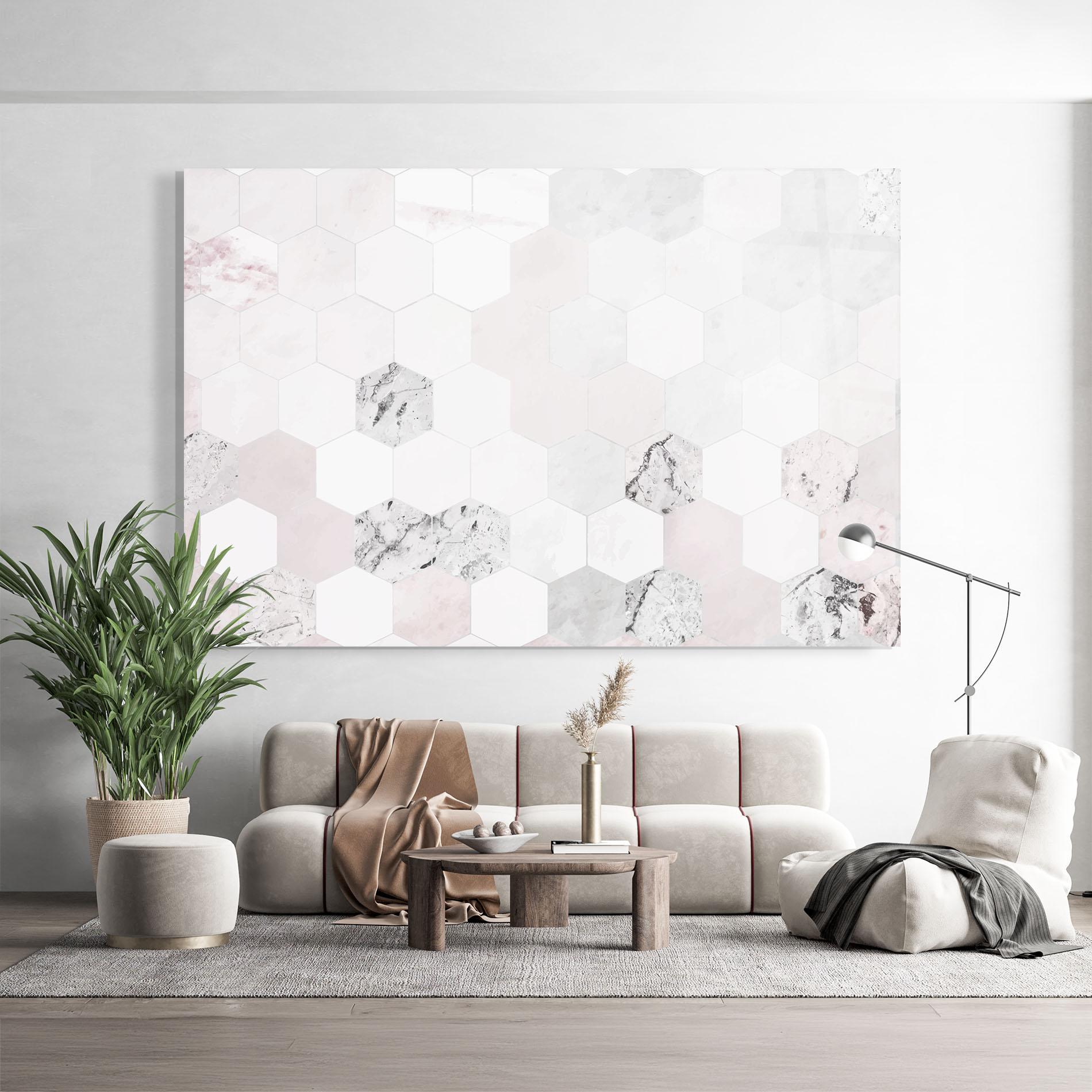 Üvegkép Pink Hexa Pattern mockup 9